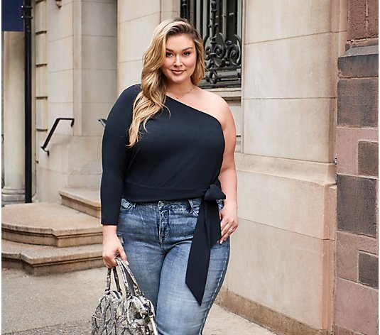 "As Is" All Worthy Hunter McGradyStretch Crepe One -Shoulder Top