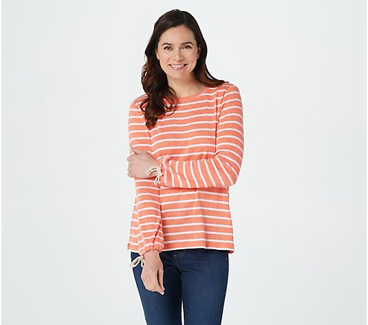 Belle Beach by Kim Gravel Striped Top with Sleeve Rope Ties