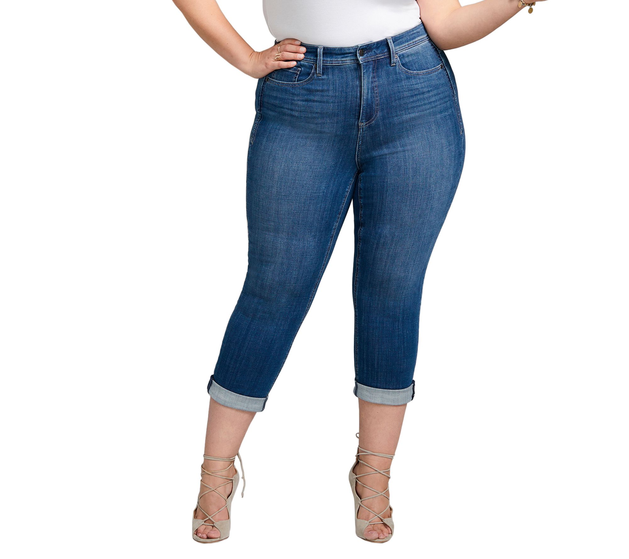 Curves by NYDJ Shape Slim Straight Crop Jeans - QVC.com