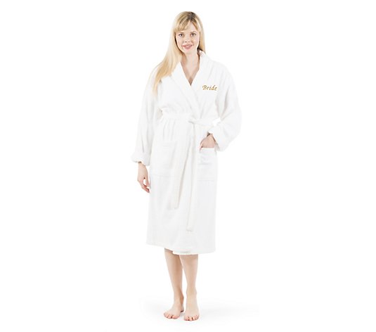 Linum Home Textiles "Bride" Embroidered Terry B athrobe