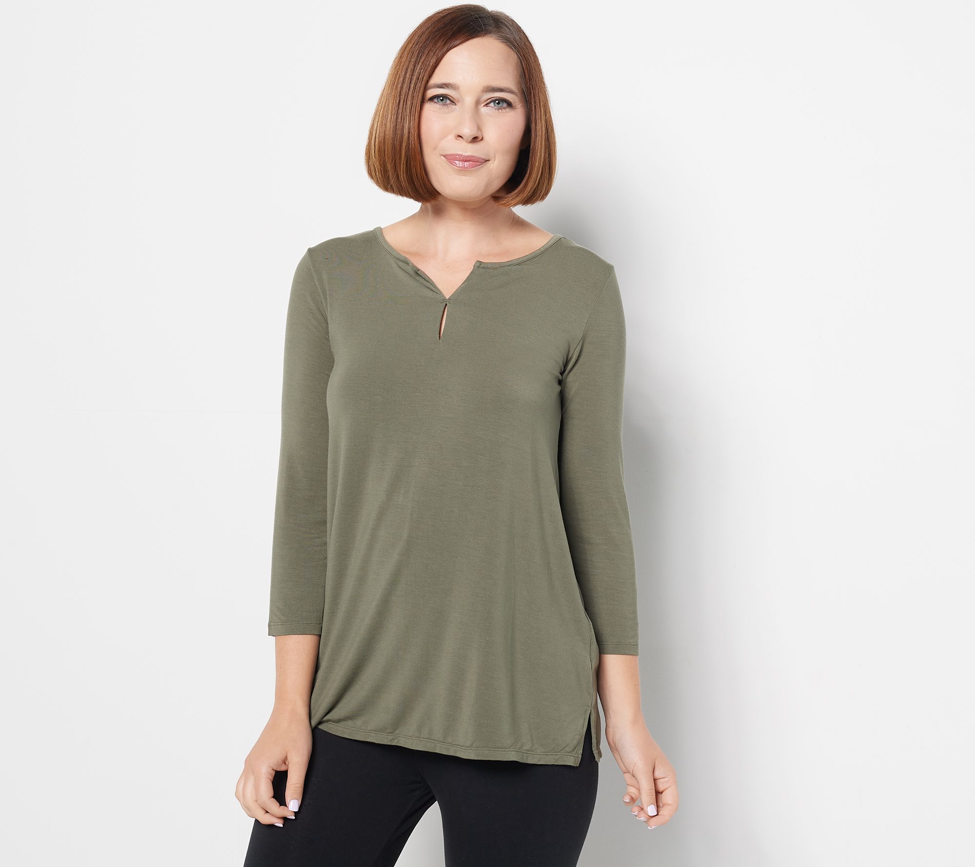 Cuddl Duds Softwear with Stretch Long Sleeve V-Neck Top for Women 