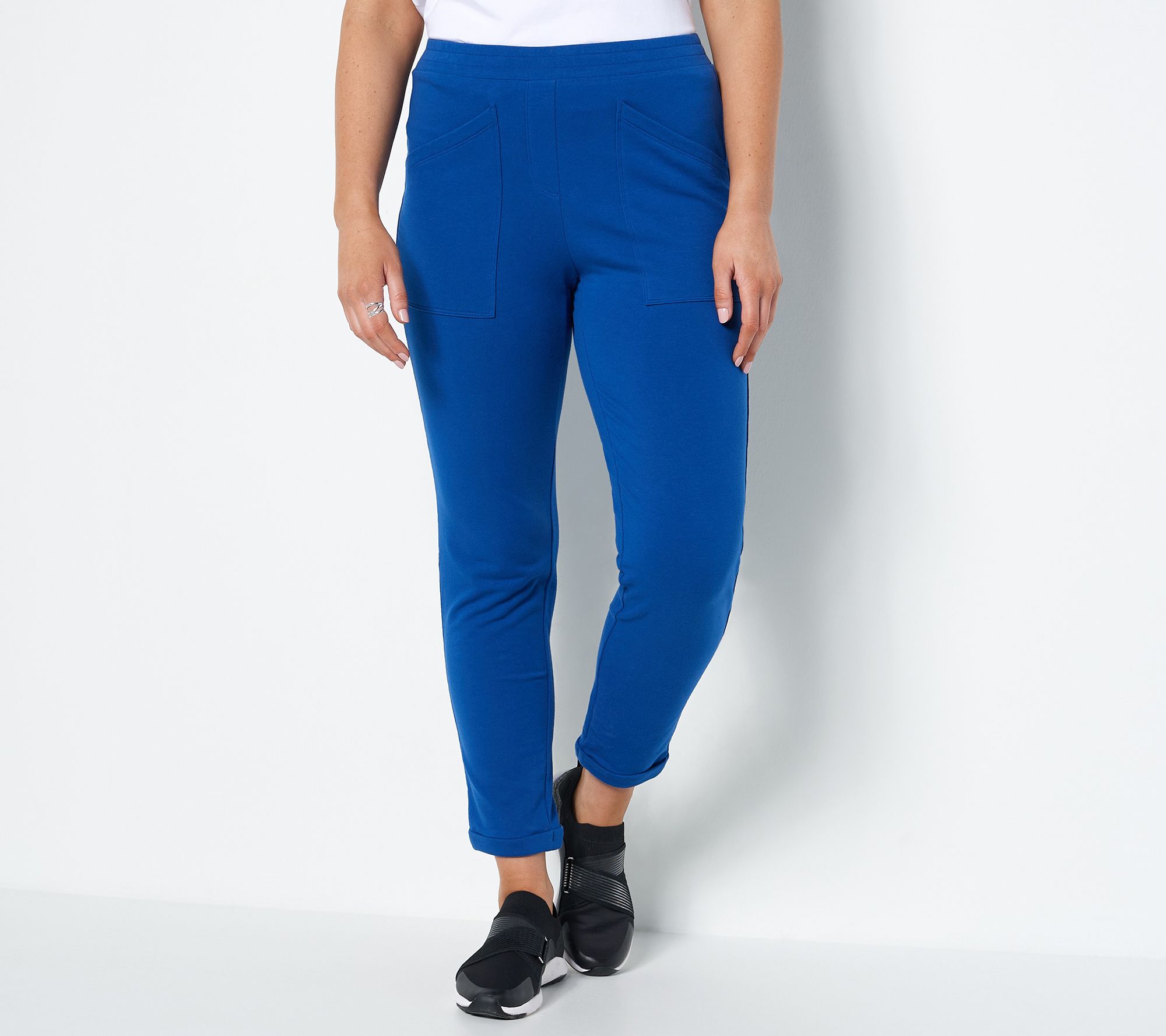 Joan Rivers Petite French Terry Tapered Pants with Pockets
