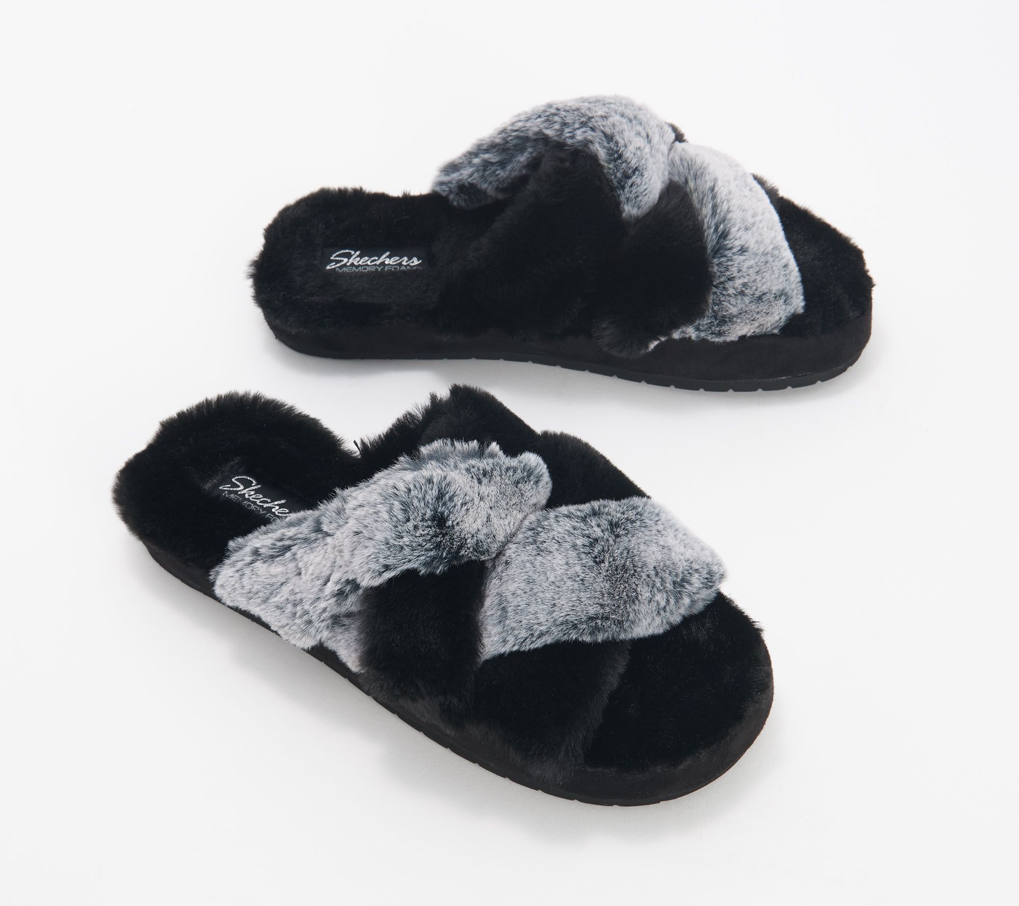 Girls Black Color Fur Slippers Memory Foam Flip Flop Slippers for Women  Indoor Wear Bedroom Slippers