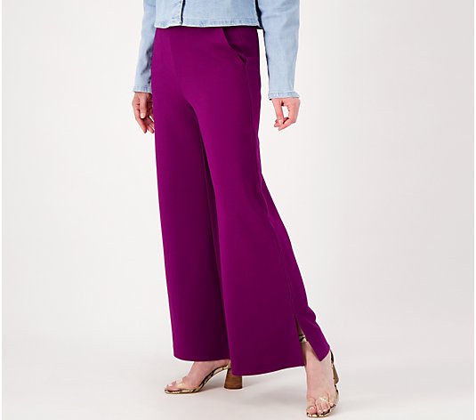 Girl With Curves Petite Ponte Wide Leg Pant
