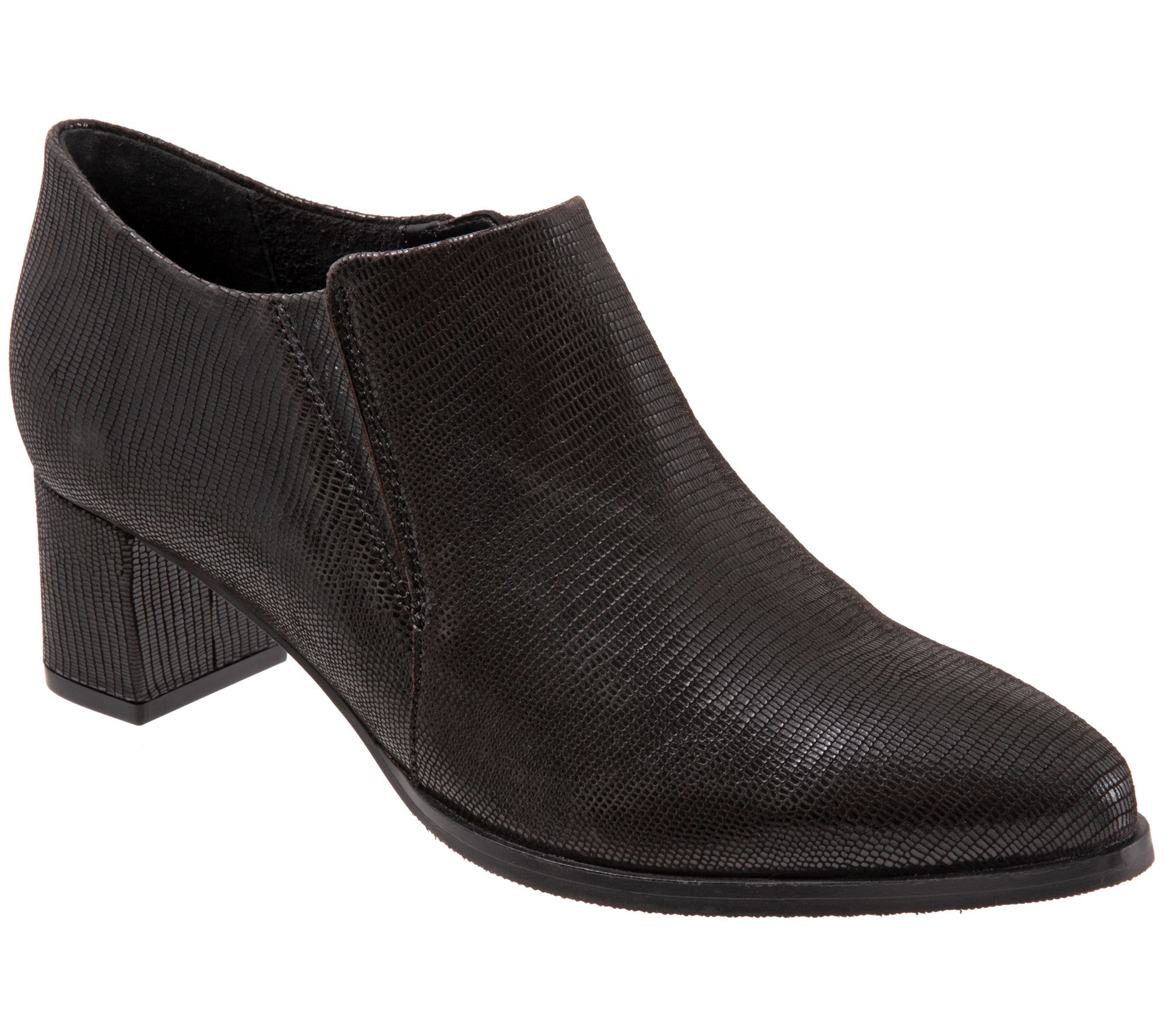 Trotters Side-Zip Leather Low Booties - Keegan