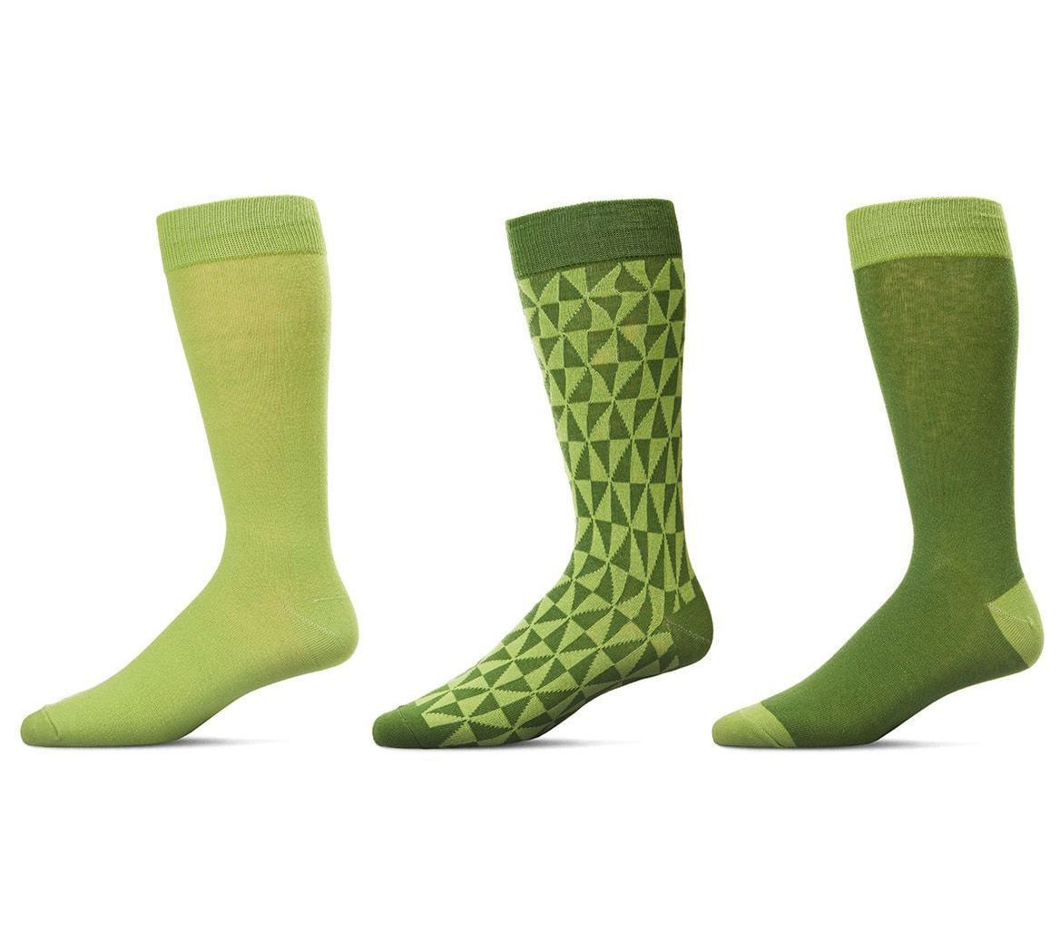 Memoi Men's Kaleidotones 3 Pack Crew Sock