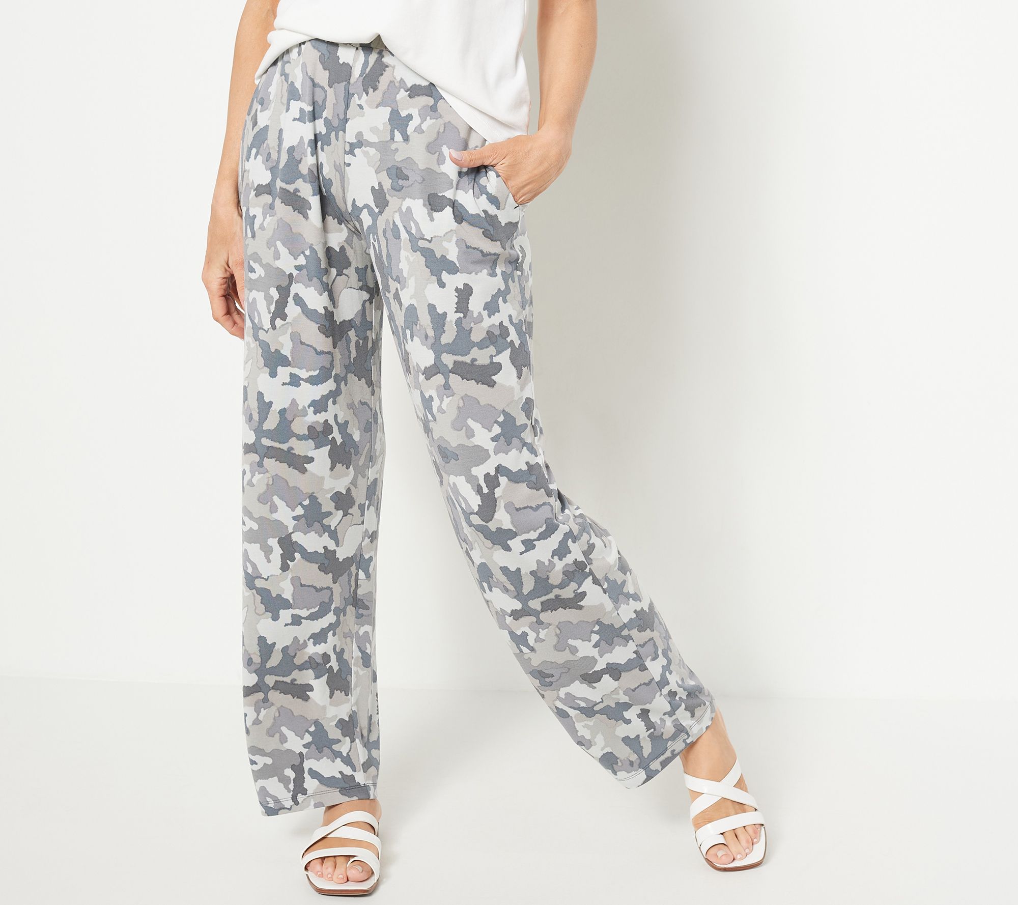 "As Is" Susan Graver Lifestyle Printed Spa Knit Wide Pants