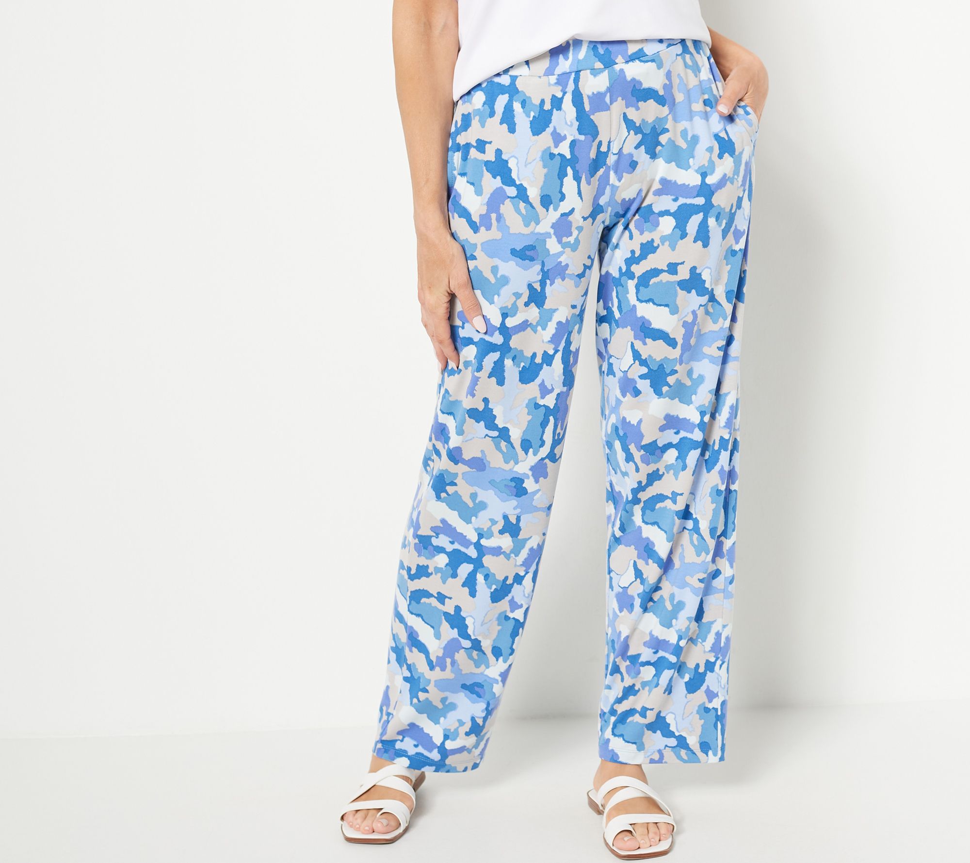 "As Is" Susan Graver Lifestyle Printed Spa Knit Wide Pants