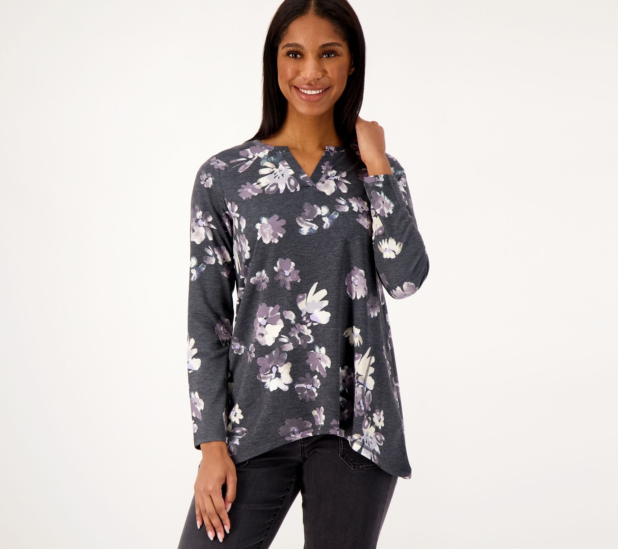 LOGO Lounge by Lori Goldstein Printed French Terry Top