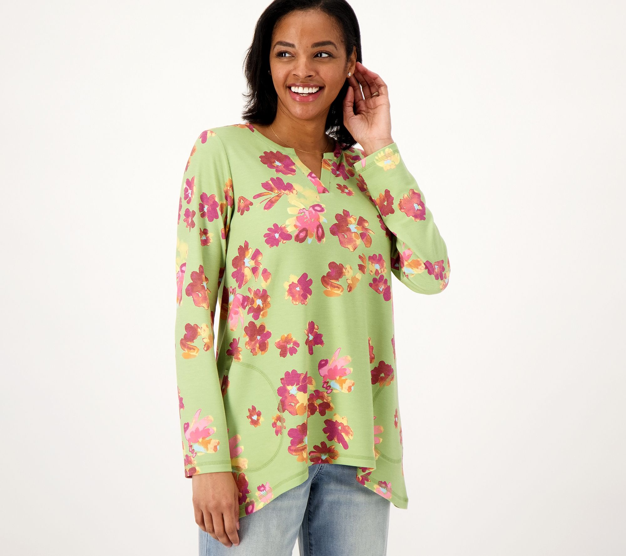 LOGO Lounge by Lori Goldstein Printed French Terry Top