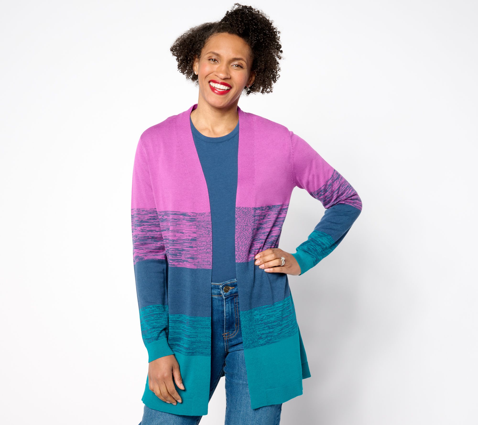 Belle by Kim Gravel Space Dye Colorblock Cardigan