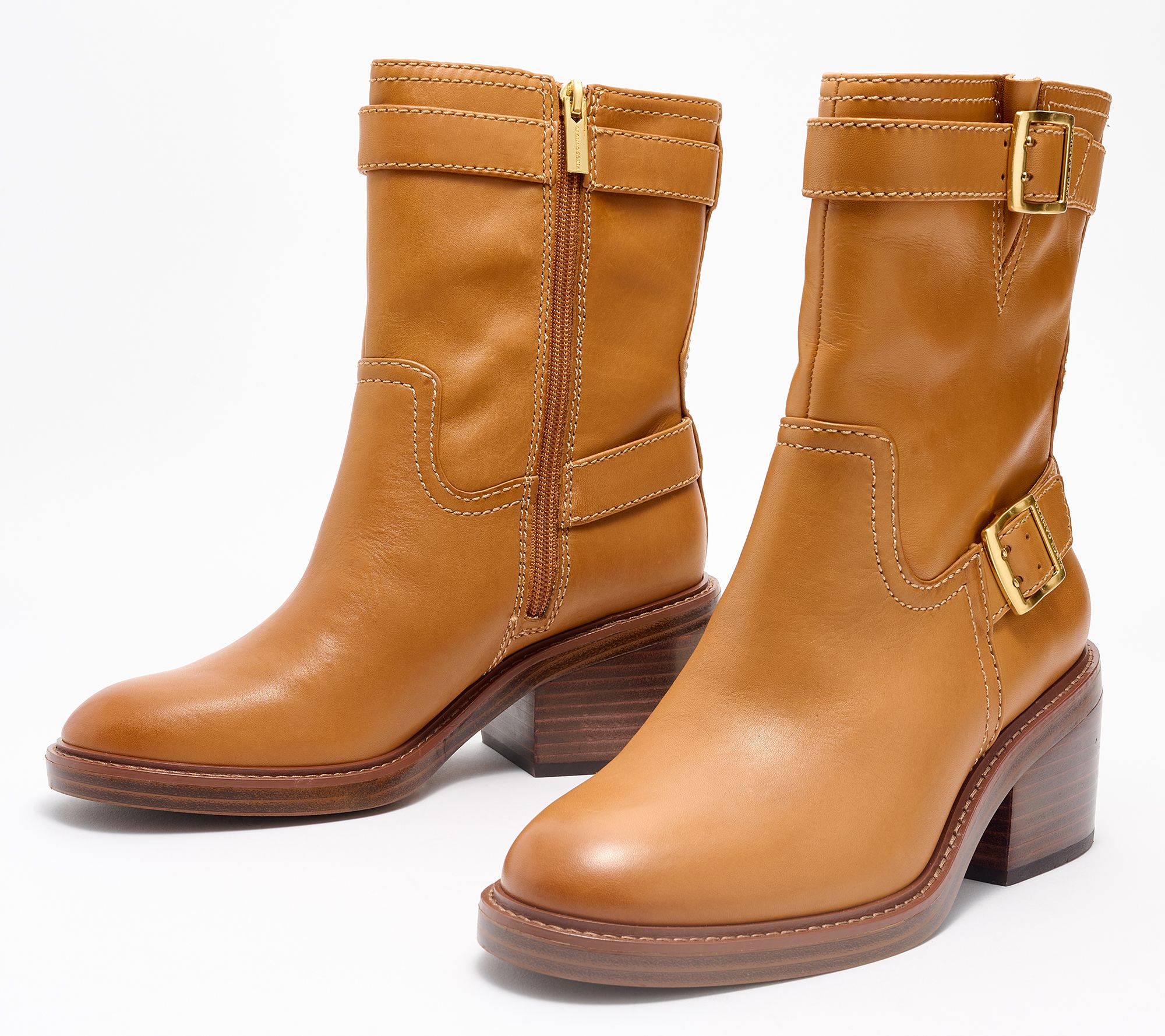 Vince Camuto Leather Buckle Moto Boot - Vergila