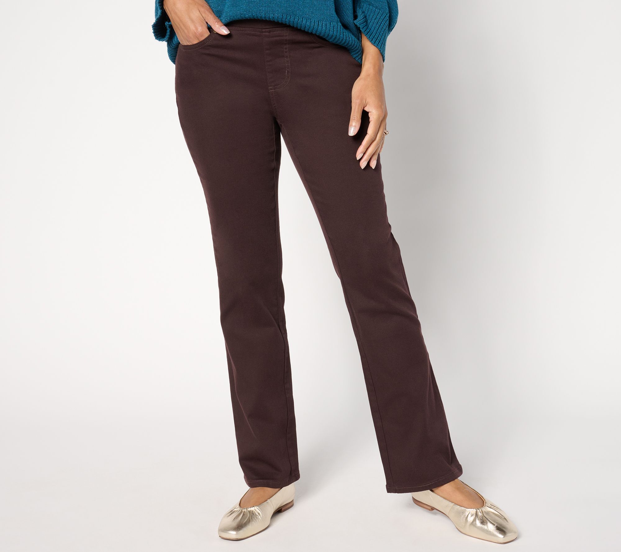 Belle by Kim Gravel Petite TripleLuxe Twill Baby Boot-Cut Jean