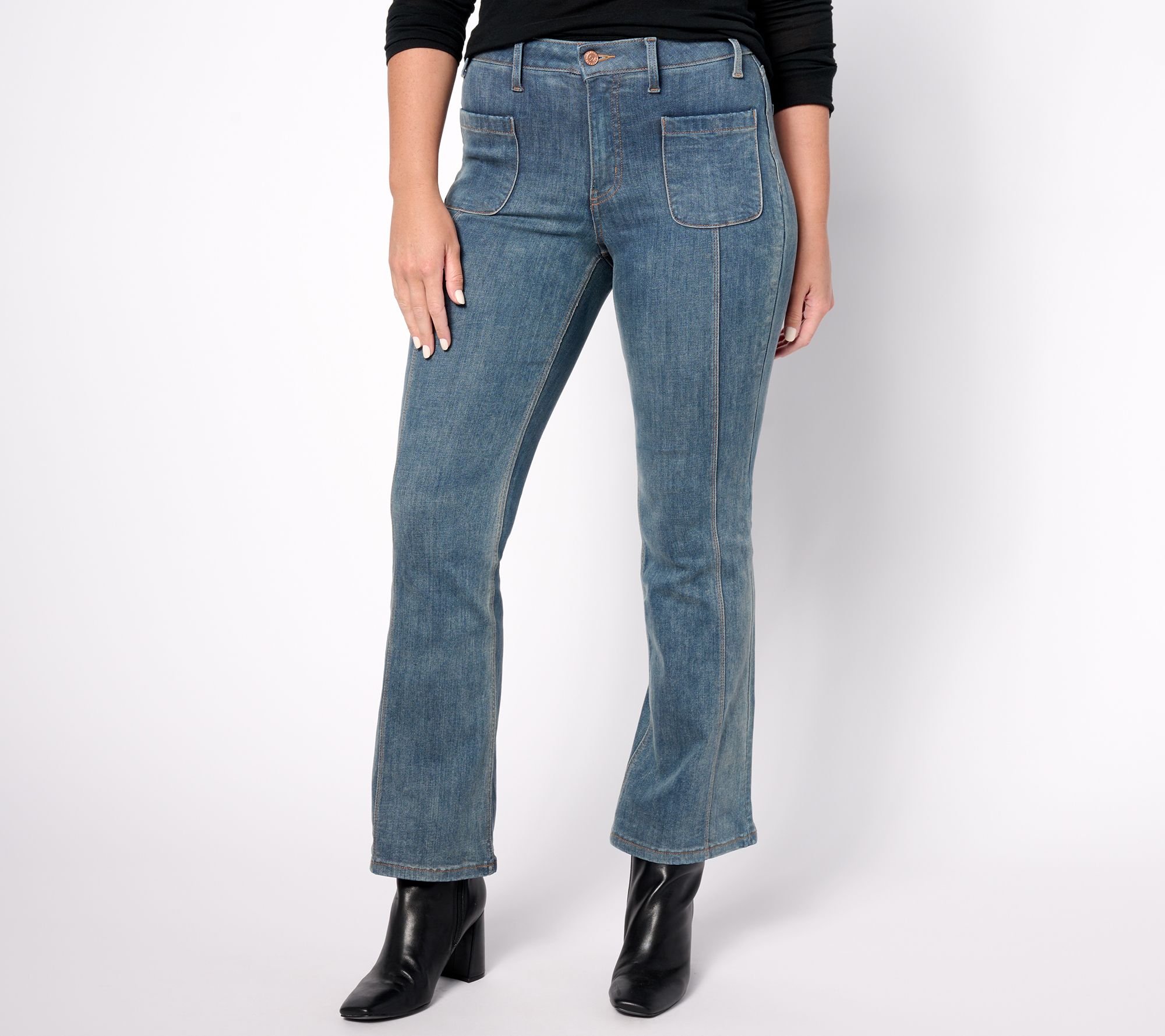 Denim & Co. Canyon Retreat Easy Stretch Flare Leg Jean - Petite