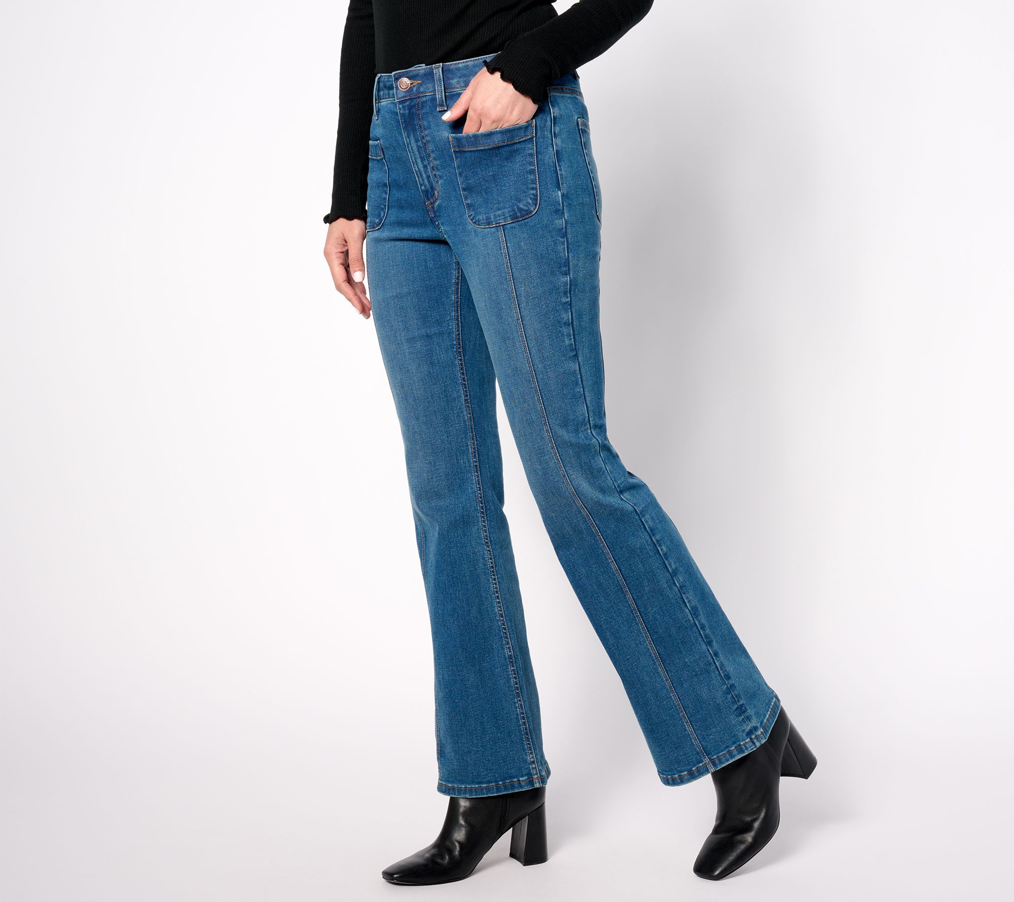 Denim & Co. Canyon Retreat Easy Stretch Flare Leg Jean - Petite