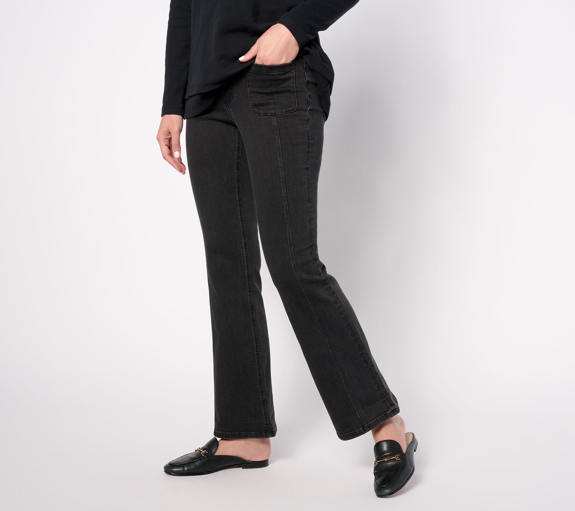 Denim & Co. Canyon Retreat Easy Stretch Flare Leg Jean - Petite