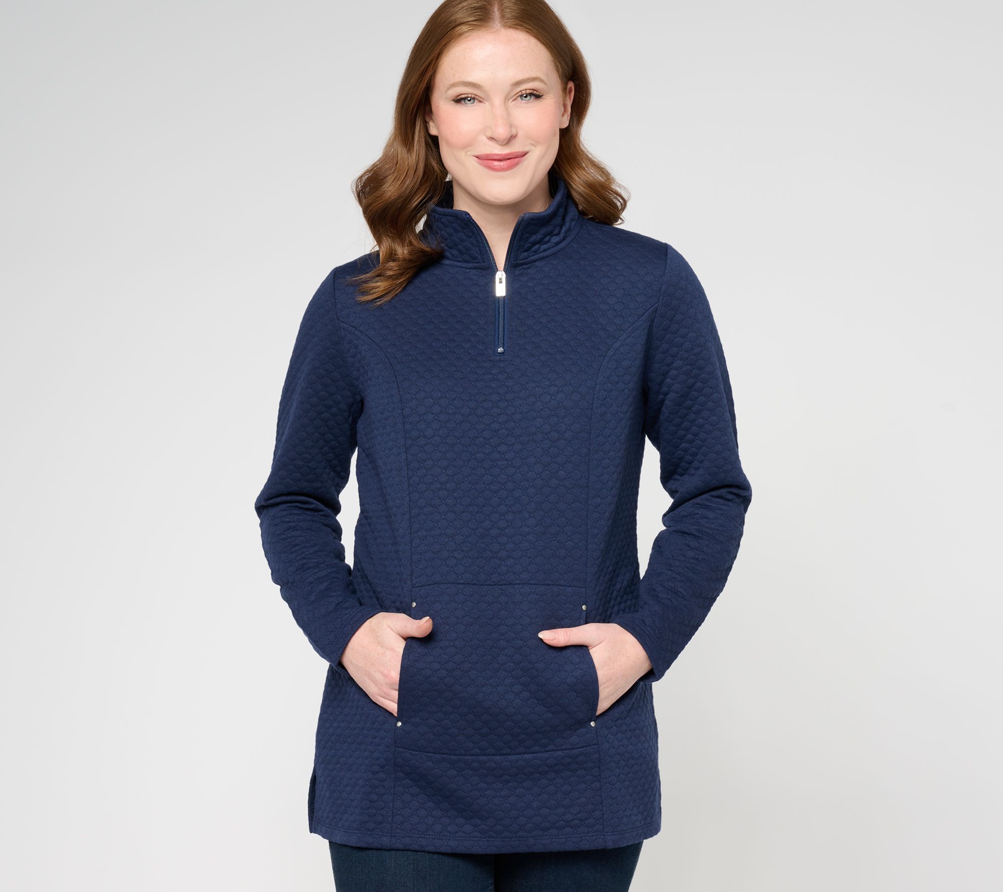 Sport Savvy Knit Jacquard Long Sleeve Quarter Zip Tunic