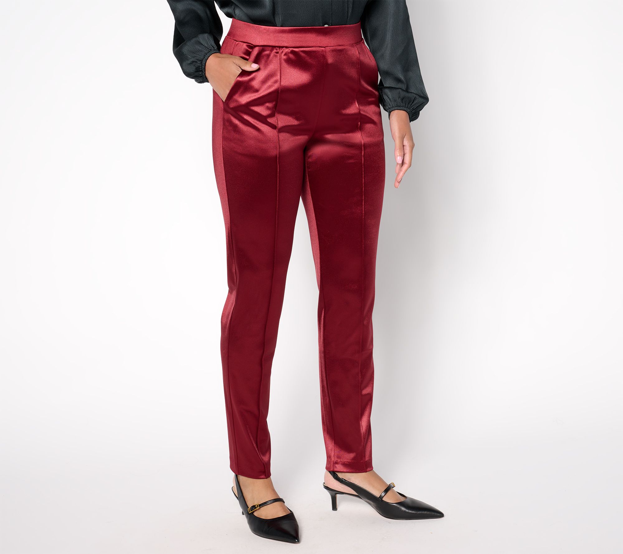 Isaac Mizrahi Live! Petite Always Isaac Knit Slim Straight Pants