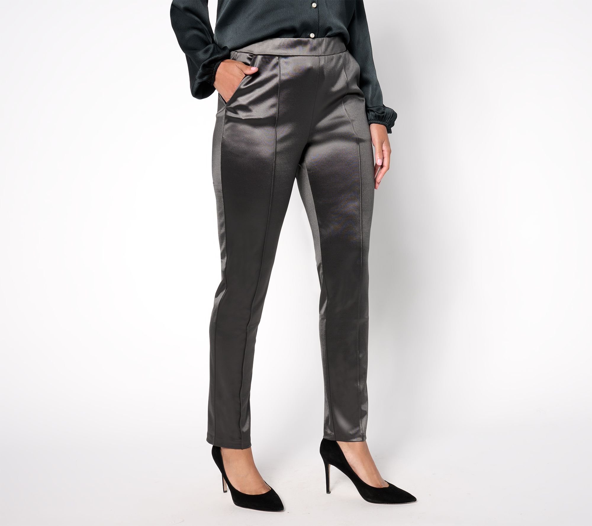 Isaac Mizrahi Live! Petite Always Isaac Knit Slim Straight Pants
