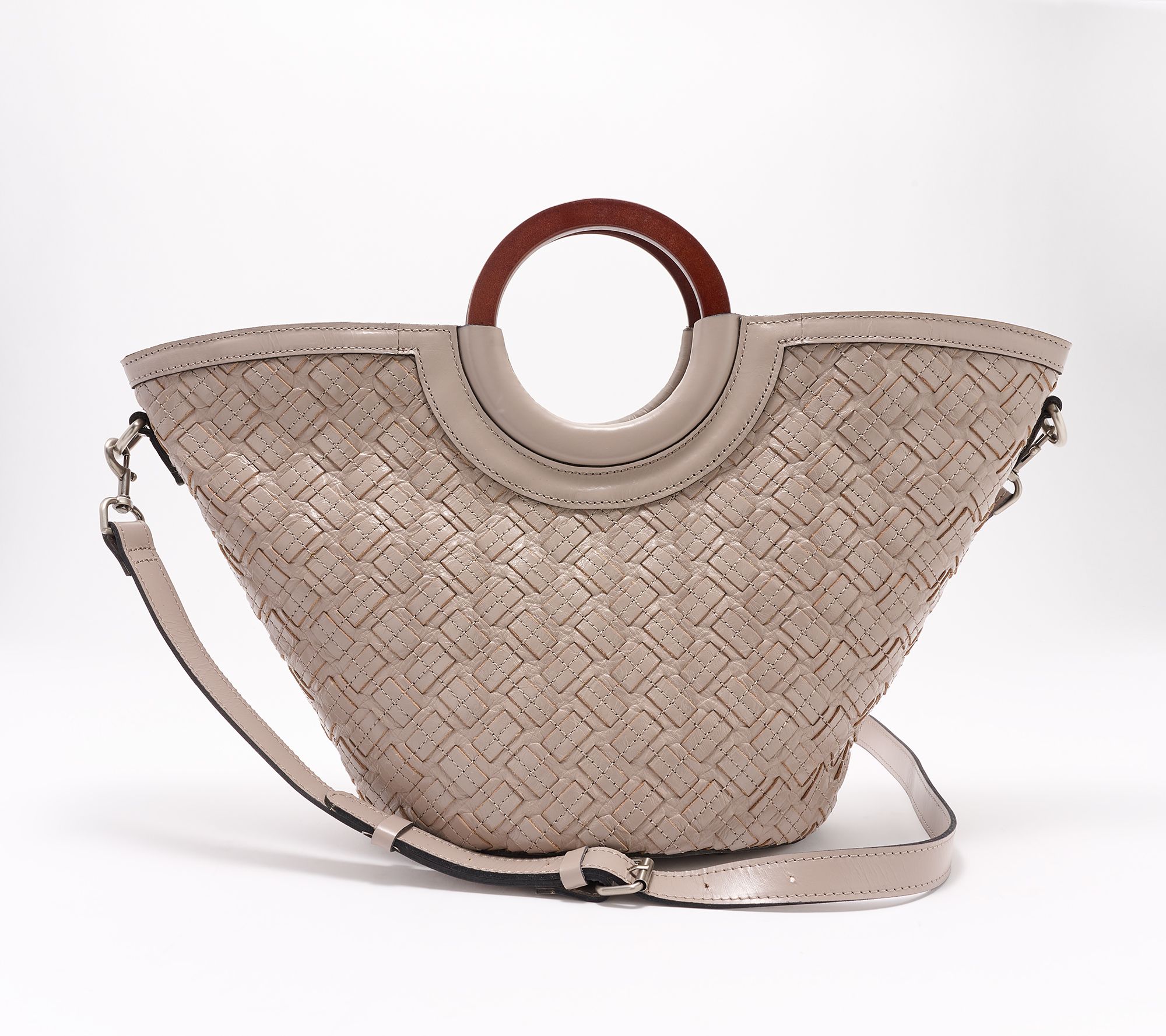 Patricia Nash Braided Leather Luni Dome Tote with Crossbody Strap