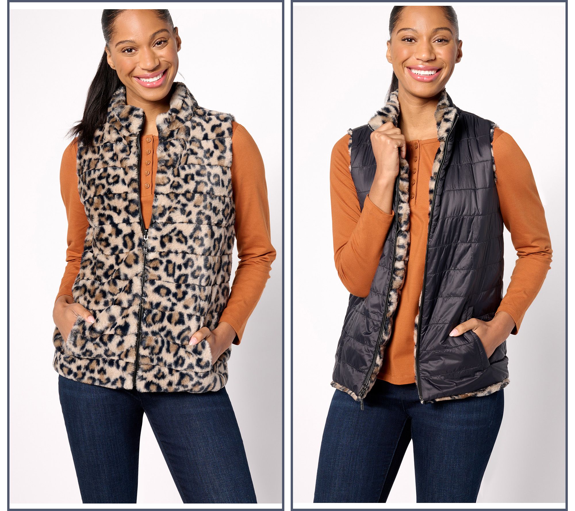 "As Is" Belle by Kim Gravel Reversibelle Faux Fur Zip Vest