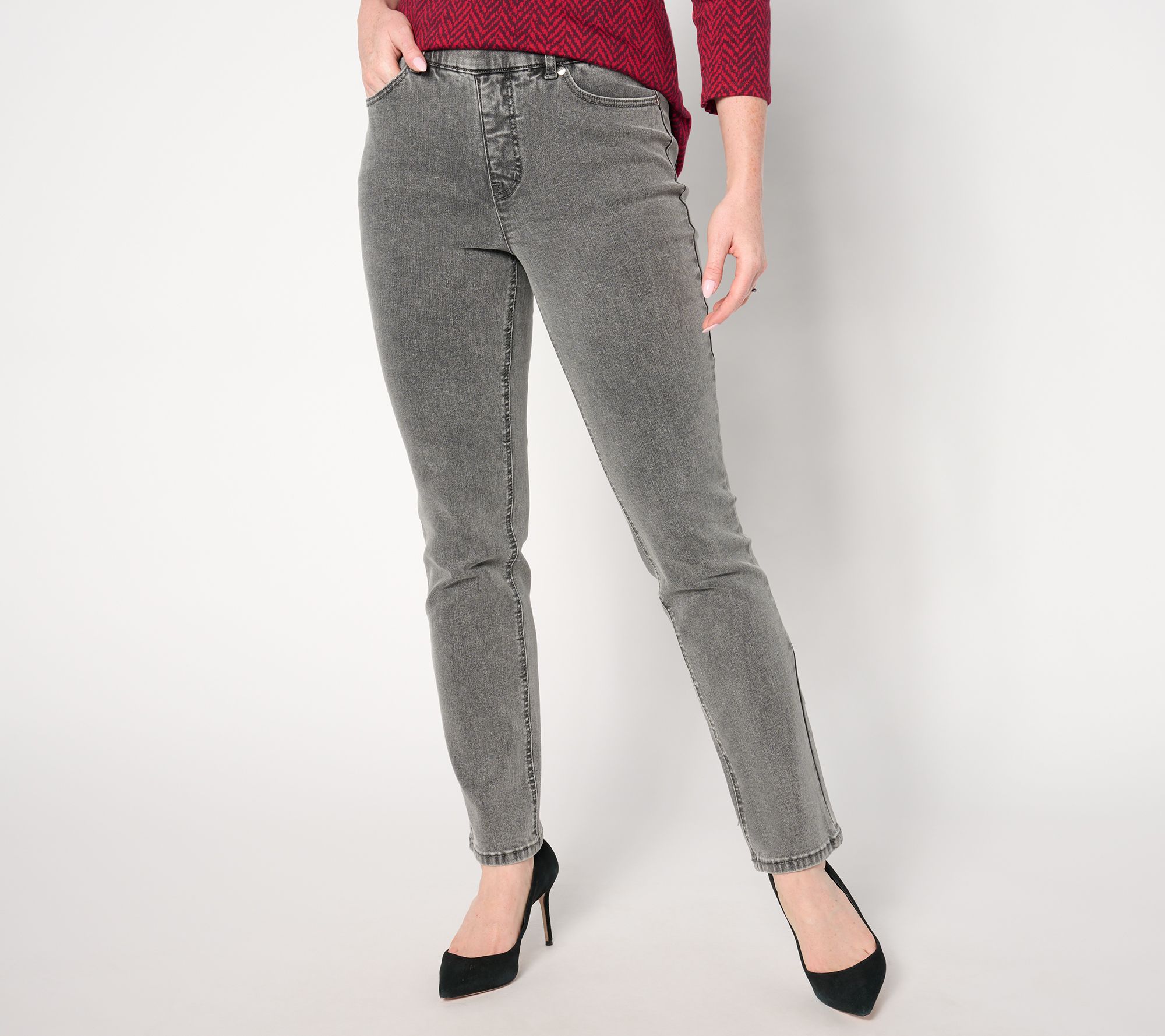 Isaac Mizrahi Live! Regular True Denim Grey Straight Leg Jeans