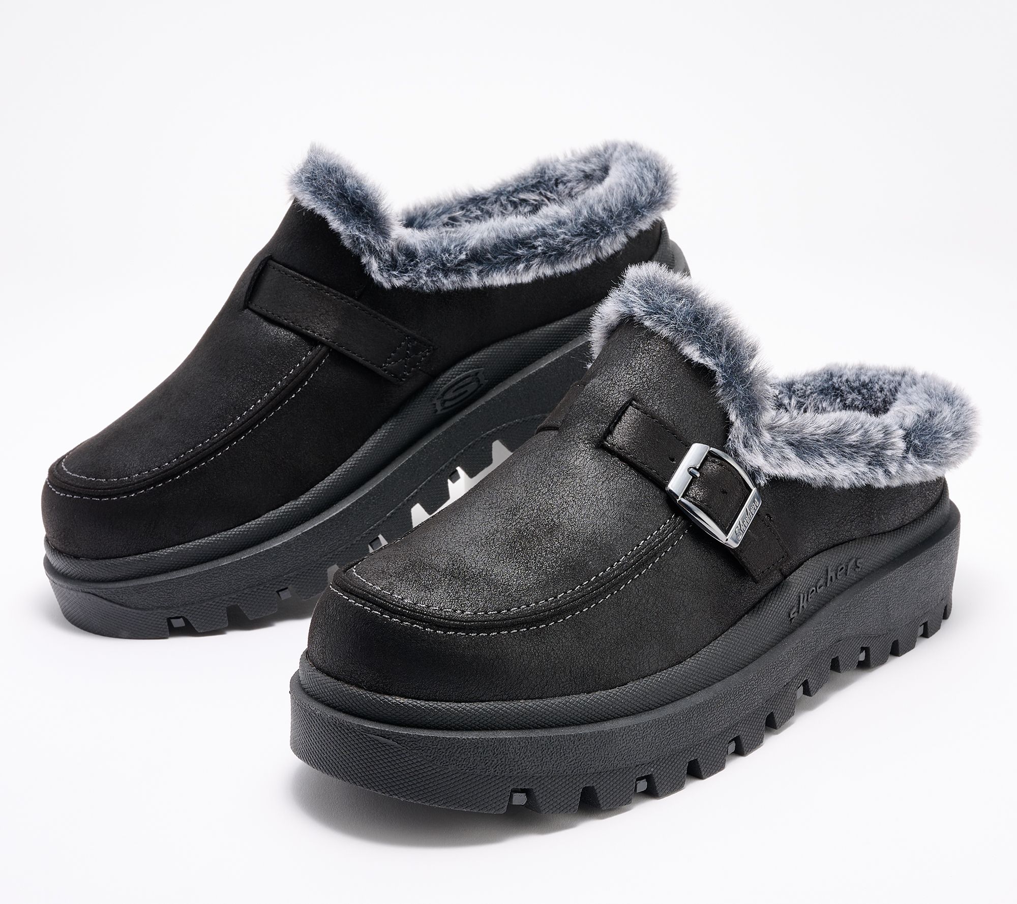 "As Is" Skechers Shindigs Faux Fur Clogs- Forever Retro