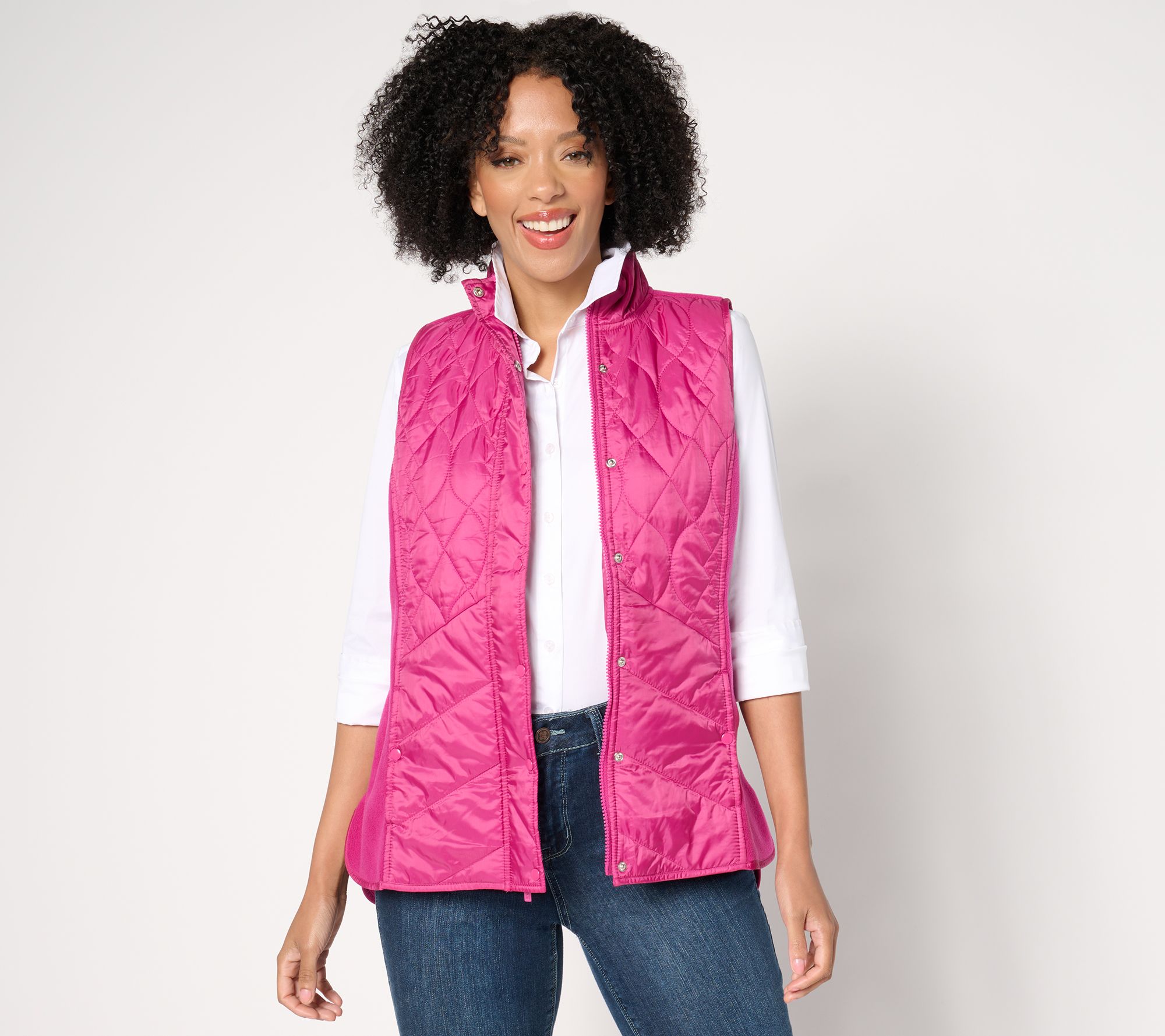 Denim & Co. Active Knit/Woven Mix Quilted Vest - QVC.com
