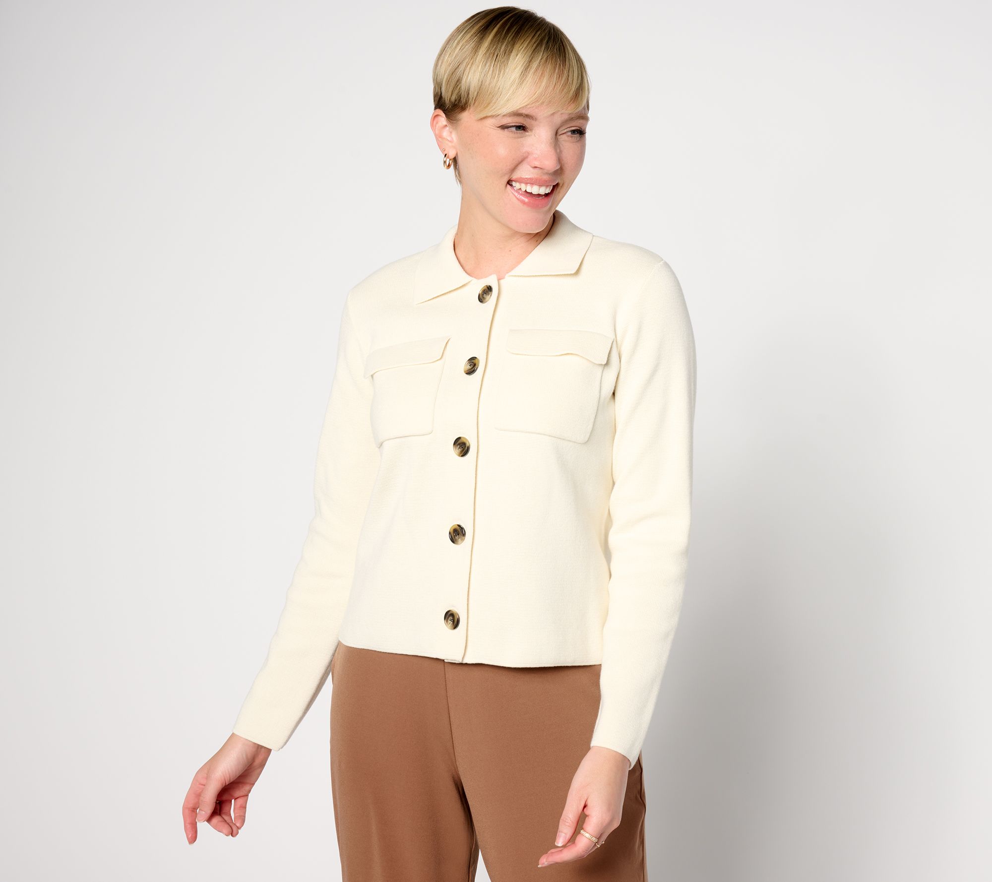 "As Is" BEAUTIFUL by Lawrence Zarian Collared Sweater Jacket