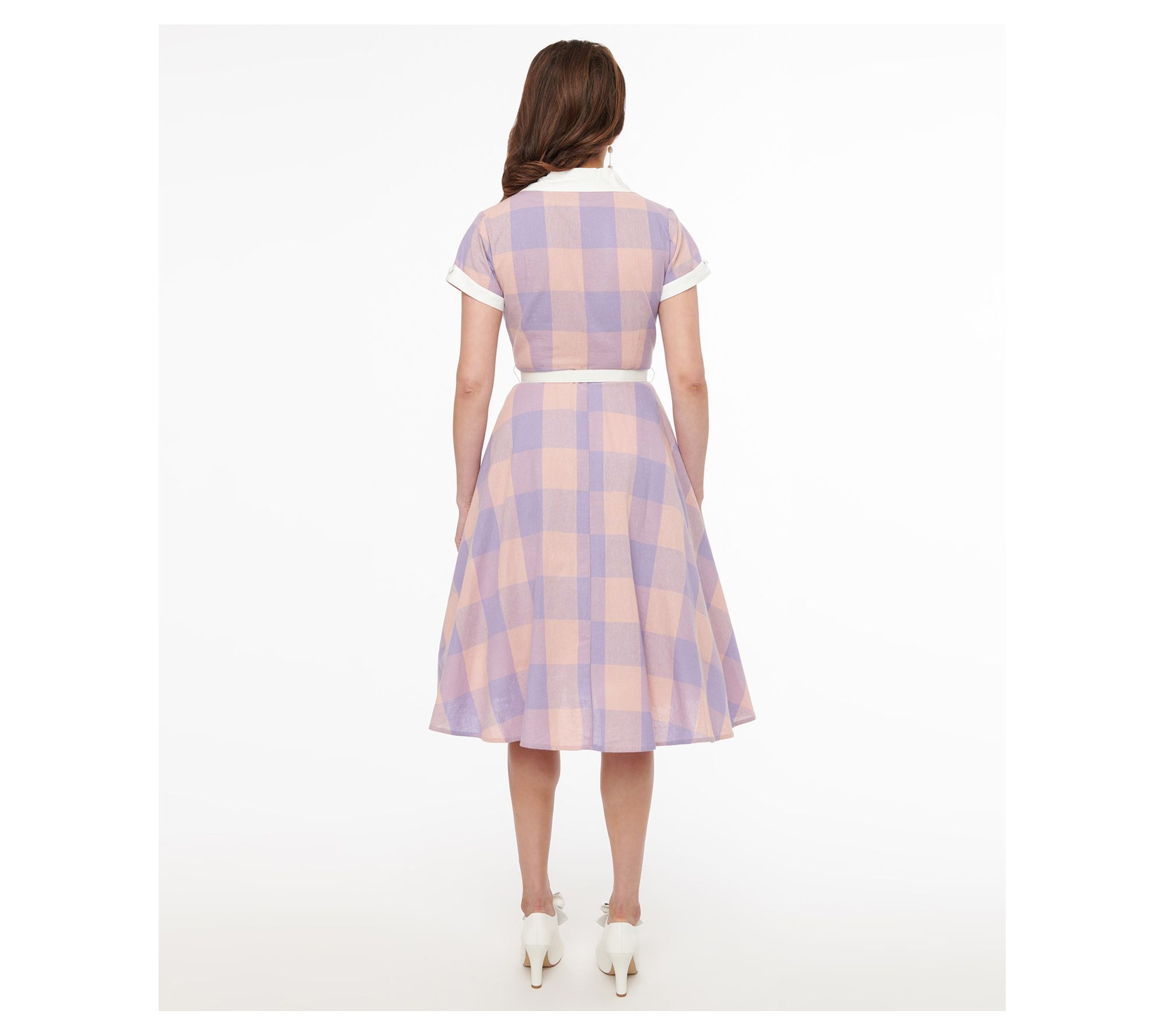 open lace back dress Unique Vintage 1950's Alexis Plaid Swing Dress Lavender – Pinup Parlor  Boutique main image 0