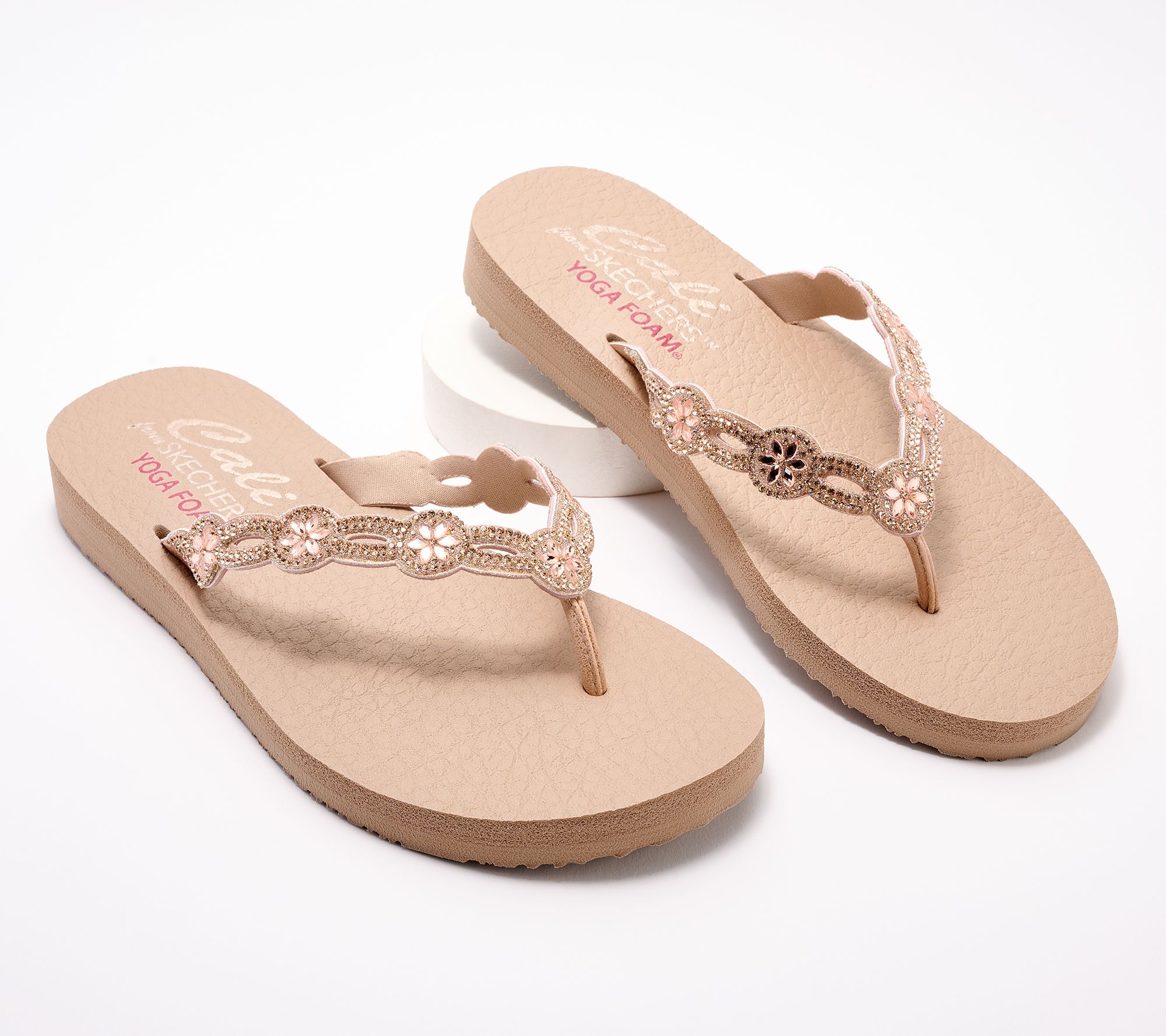 As Is Skechers Meditation Vegan Scalloped Thong Sandal