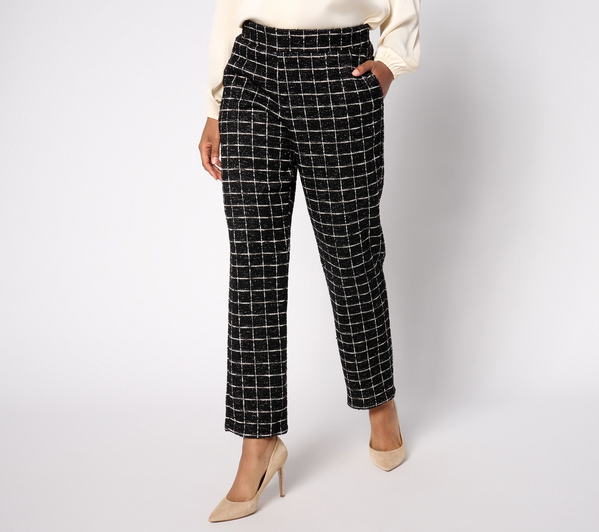 Dennis Basso Petite Boucle Knit Pant with Sparkle