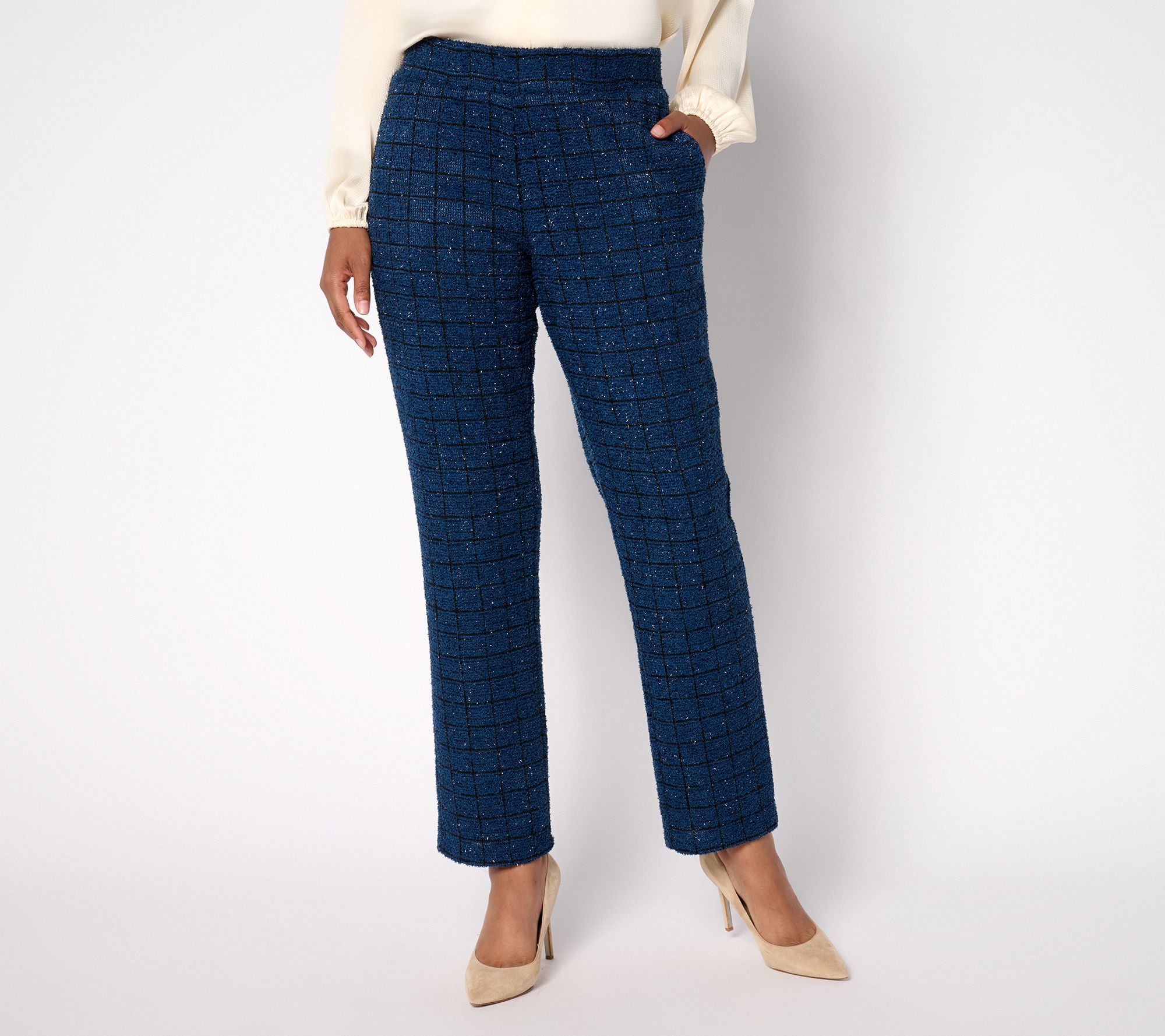 Dennis Basso Petite Boucle Knit Pant with Sparkle