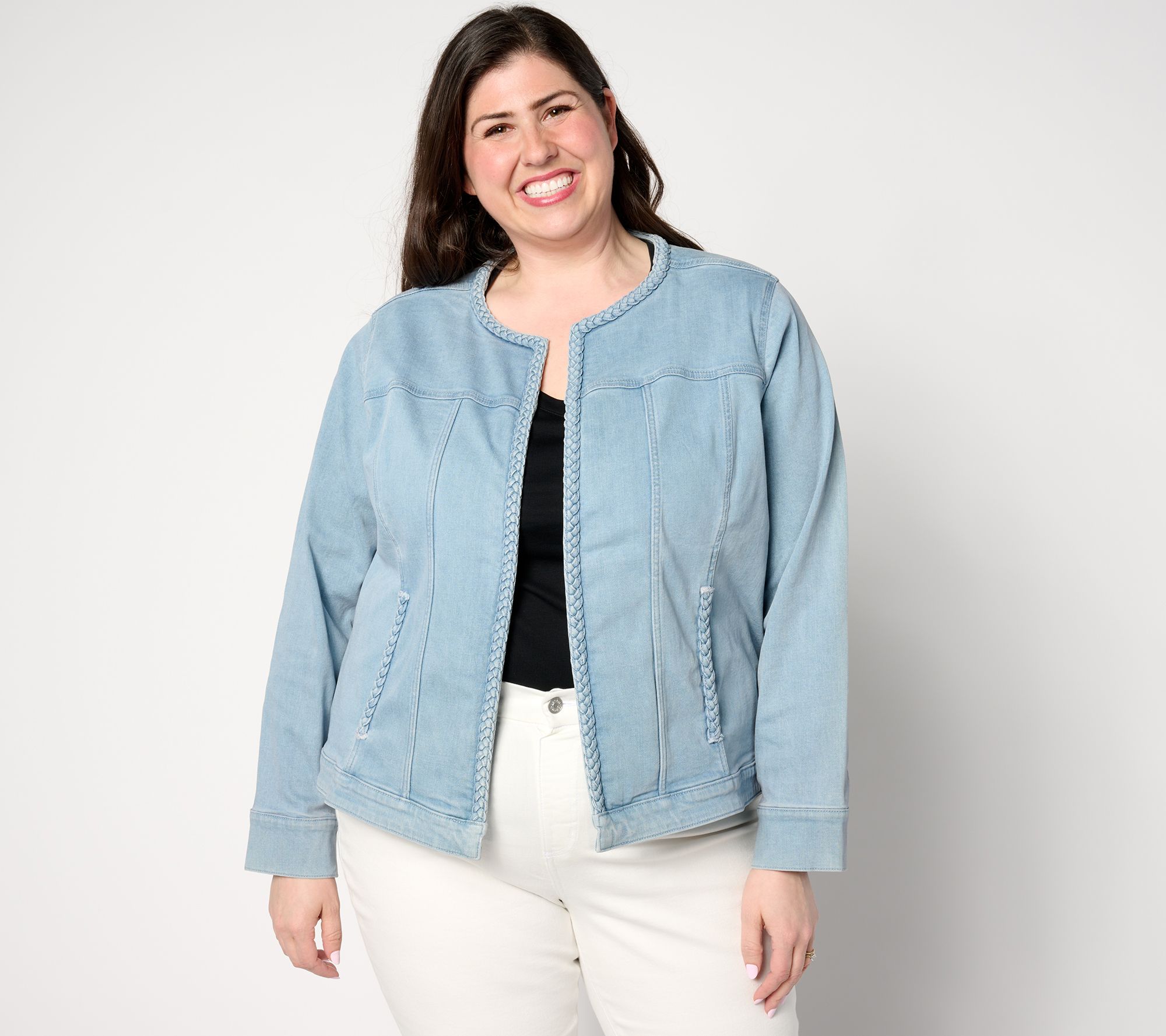 "As Is" Destination 365 Denim Jacket with Braided Trim- Indigo