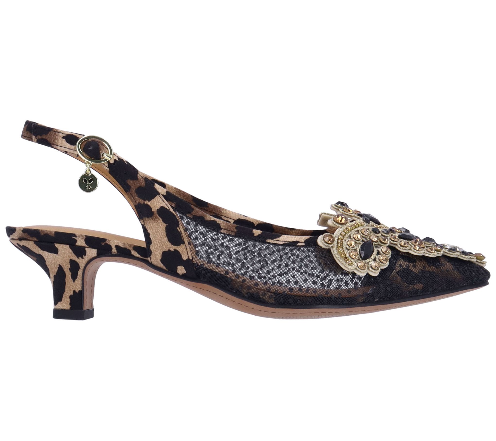 J. Renee' Leopard Pump - Strovanni-1 Mesh - QVC.com