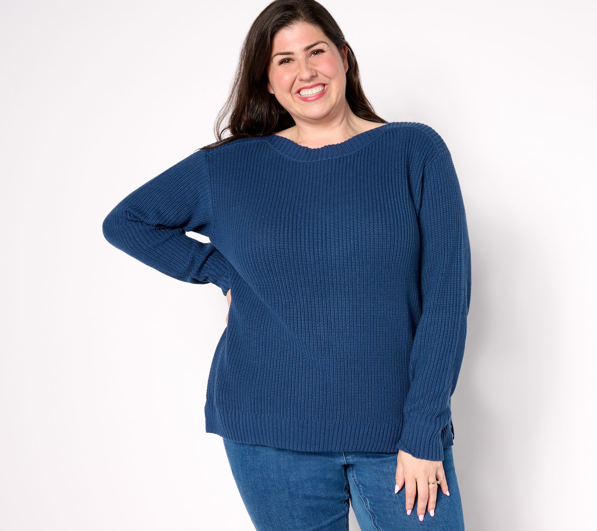 "As Is" Belle Boho by Kim Gravel Shaker Knit Boatneck Sweater