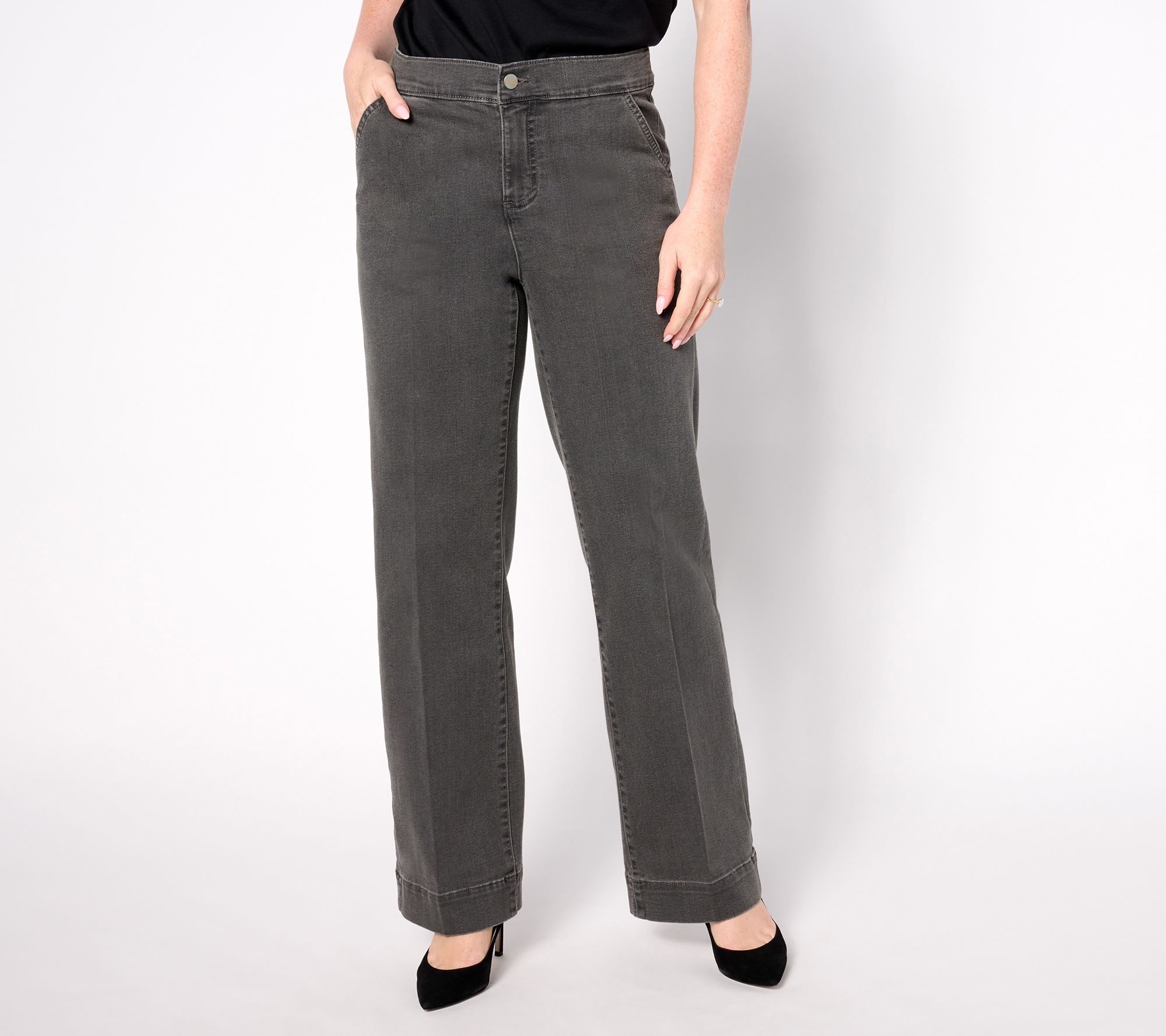 "As Is" Denim & Co. Signature Regular Black Perfect Flex Trouser Jean