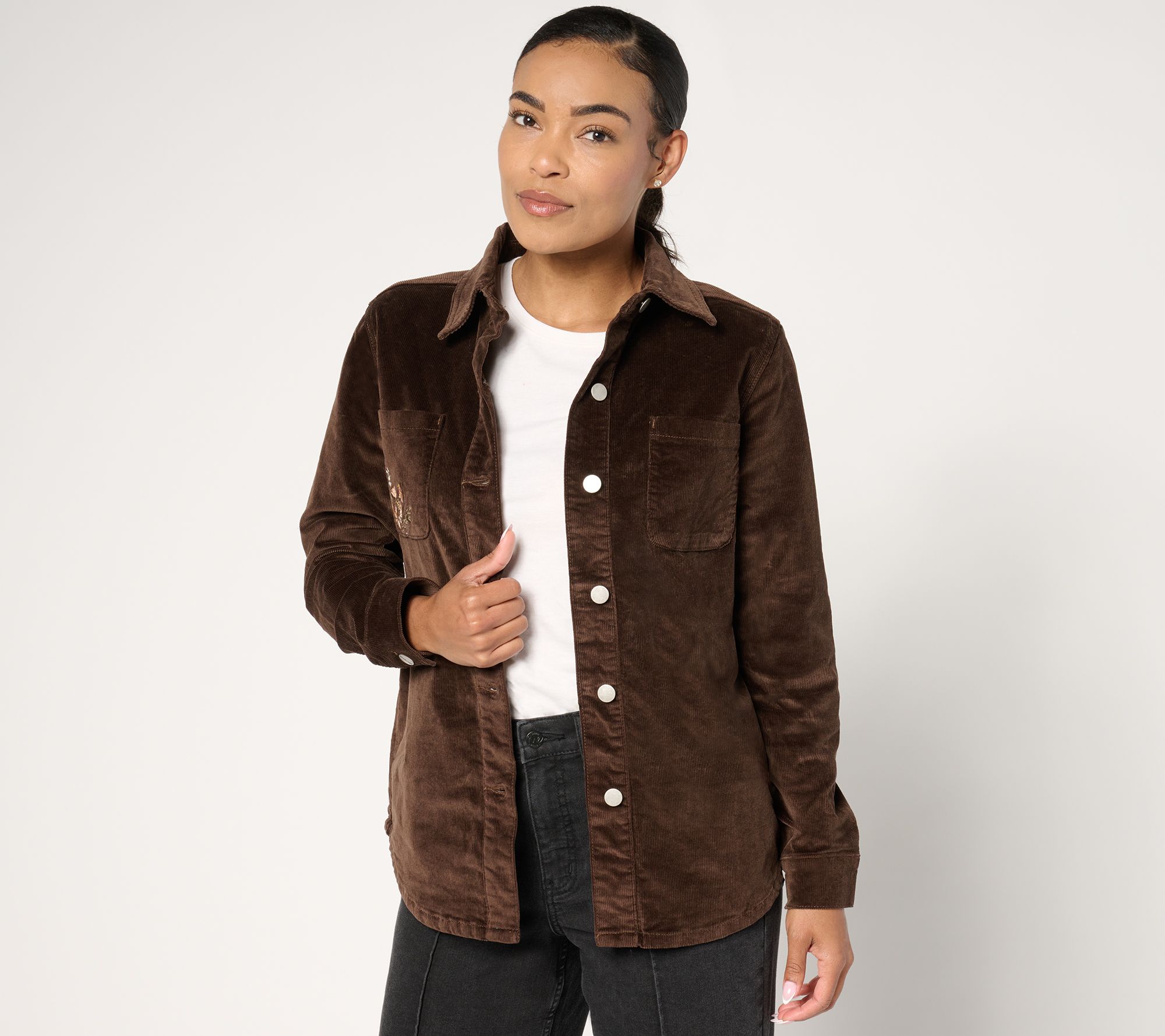 "As Is" Driftwood Jeans Shayna Button Front Shirt Jacket- Wild