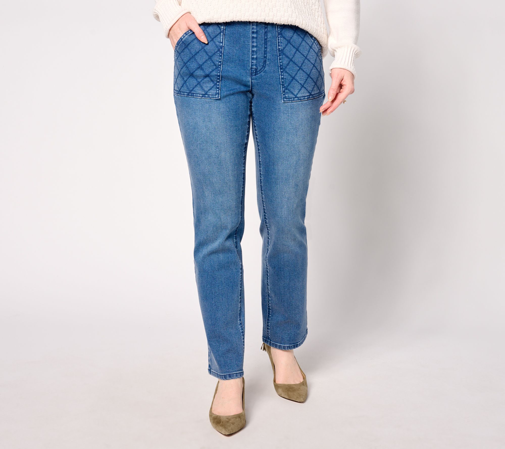 "As Is" Isaac Mizrahi Live! Regular True Denim Indigo Jeans w/ Pocket