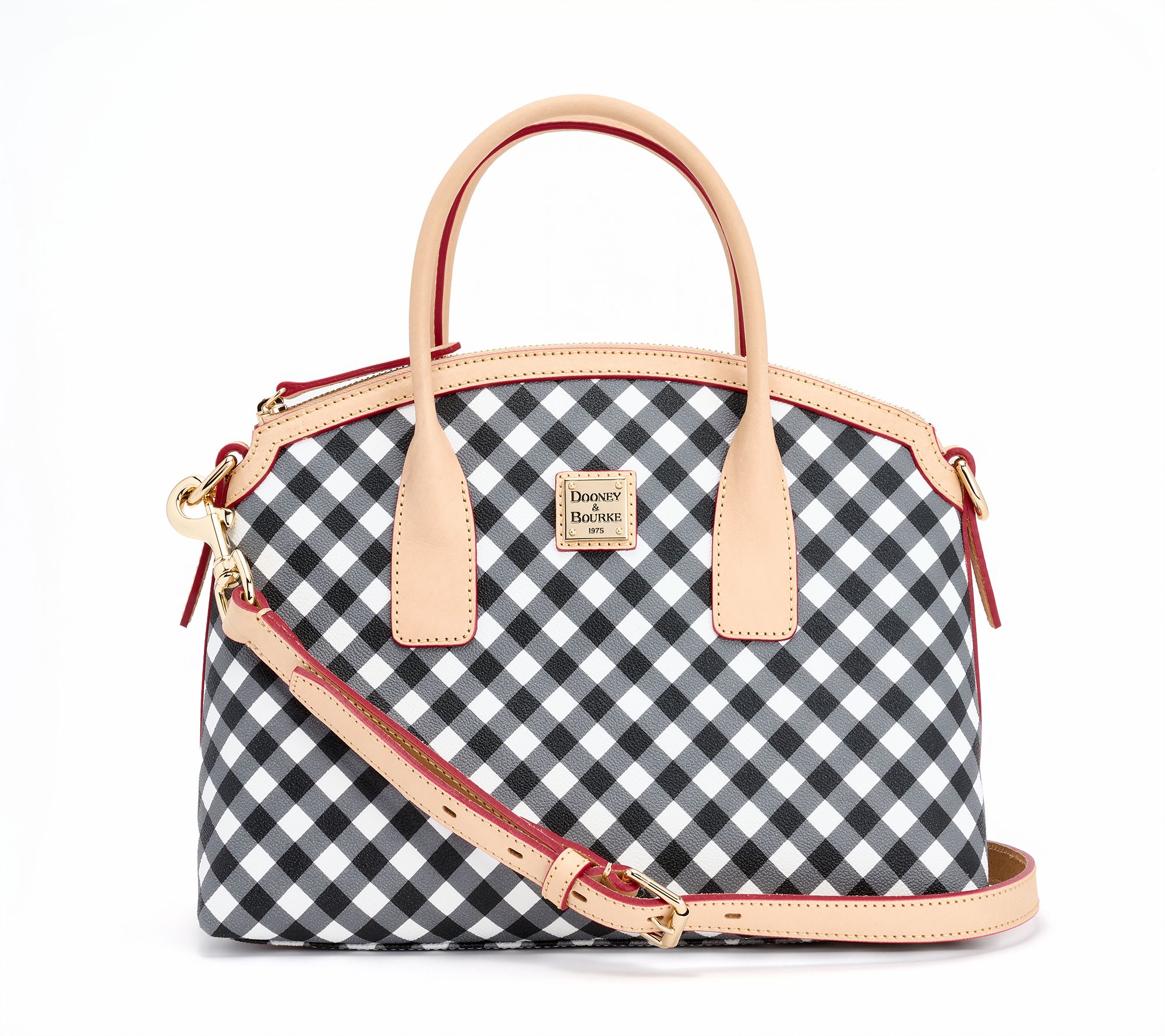 Dooney & Bourke Coated Cotton Gingham Domed Satchel