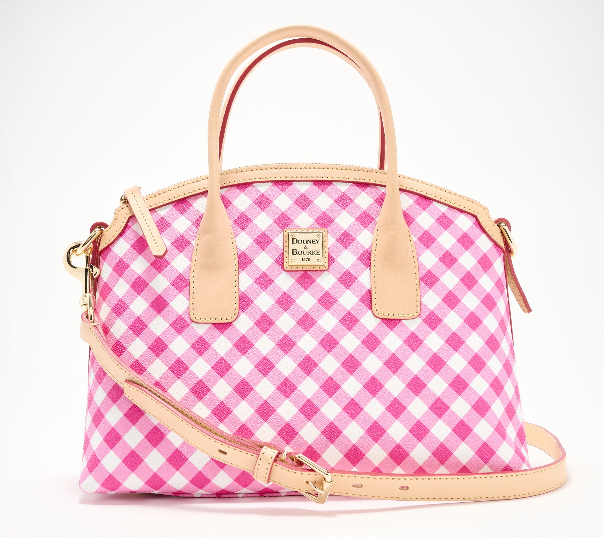 Dooney & Bourke Coated Cotton Gingham Domed Satchel