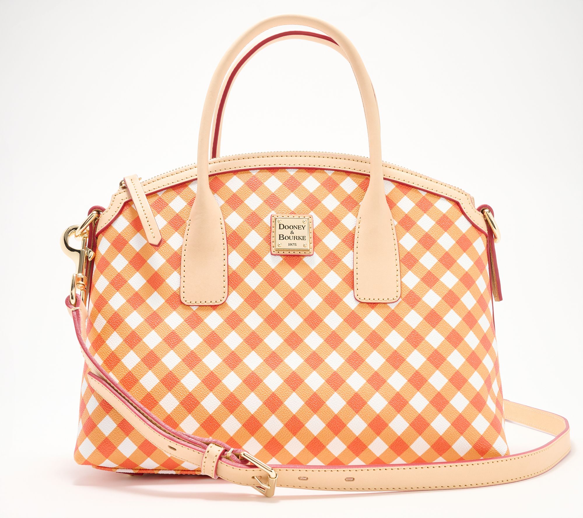 Dooney & Bourke Coated Cotton Gingham Domed Satchel
