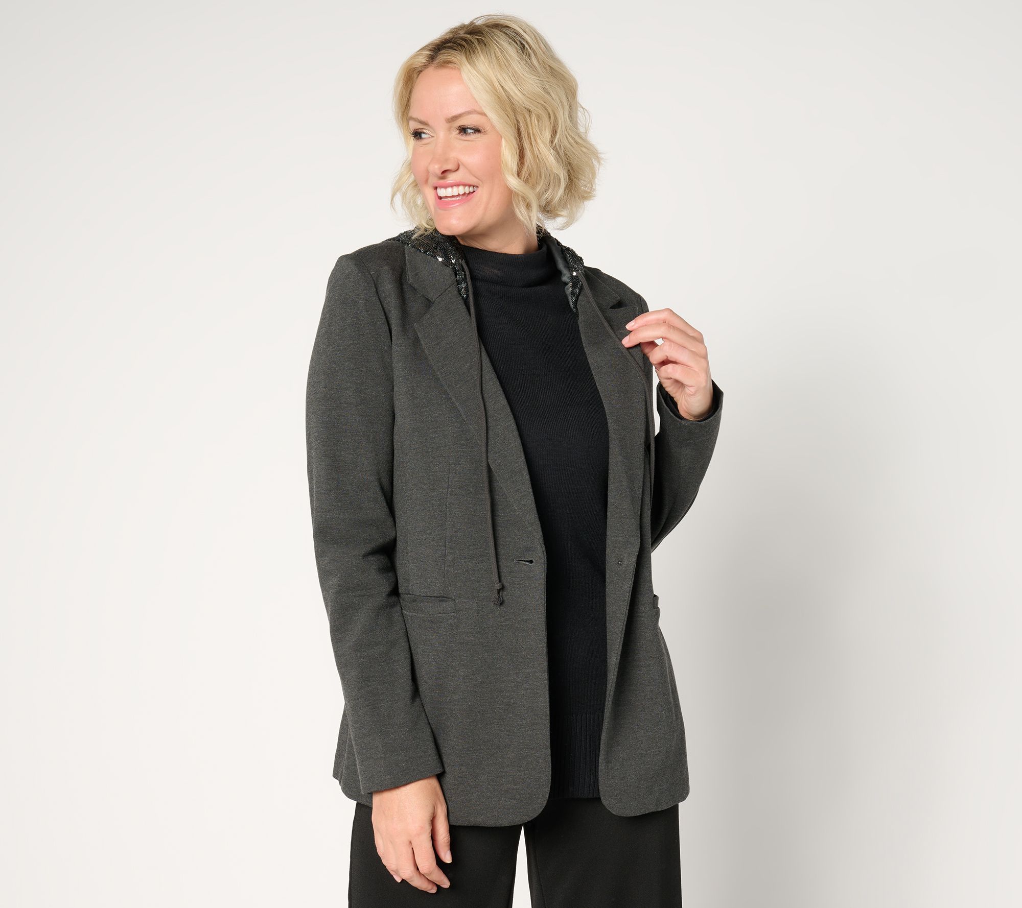 "As Is" Jingle Belles by Kim Gravel Shine On Sequin Chic Ponte Blazer