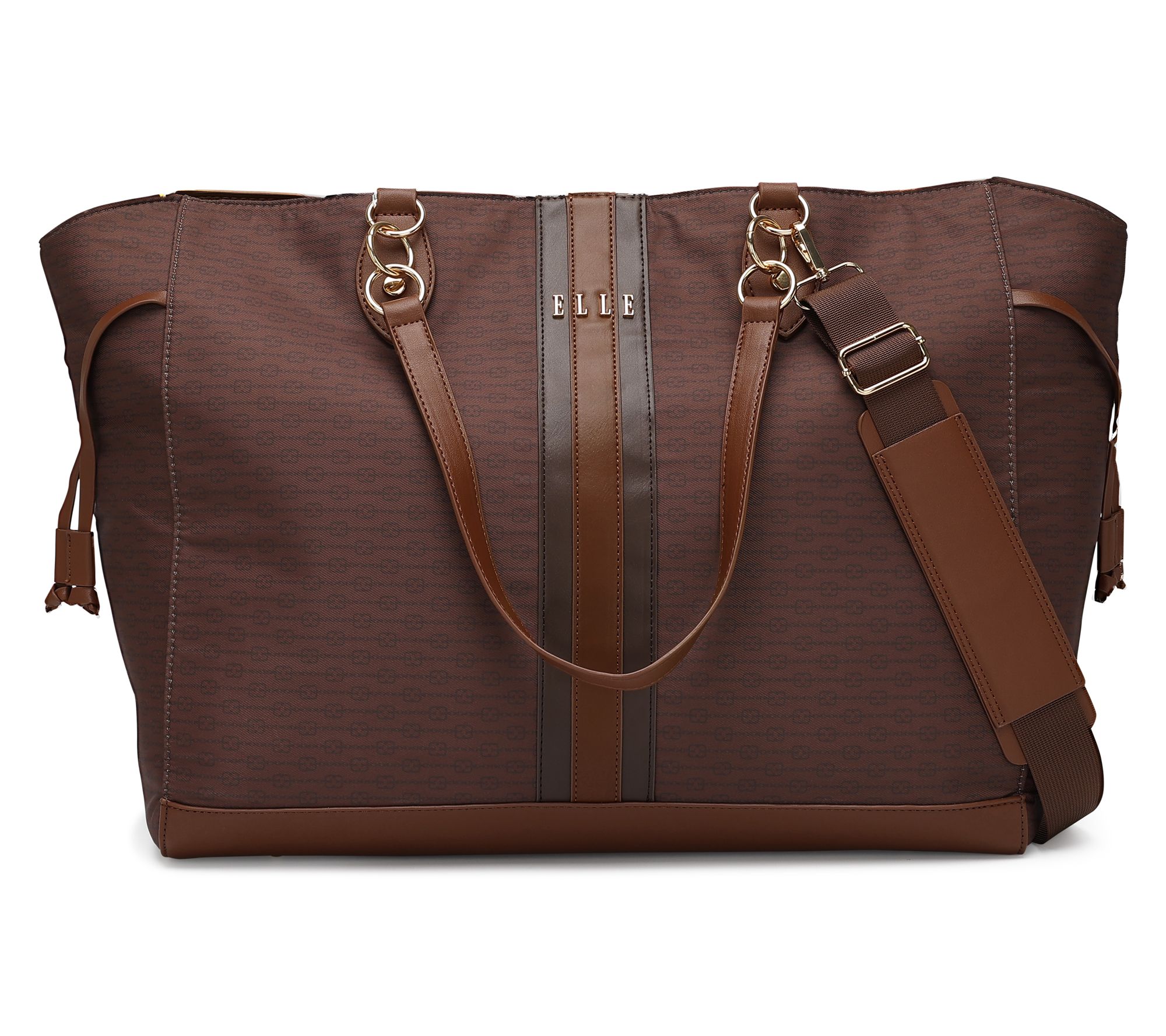 ELLE Eleganza Monogram Weekender Tote Bag withCrossbody Strap