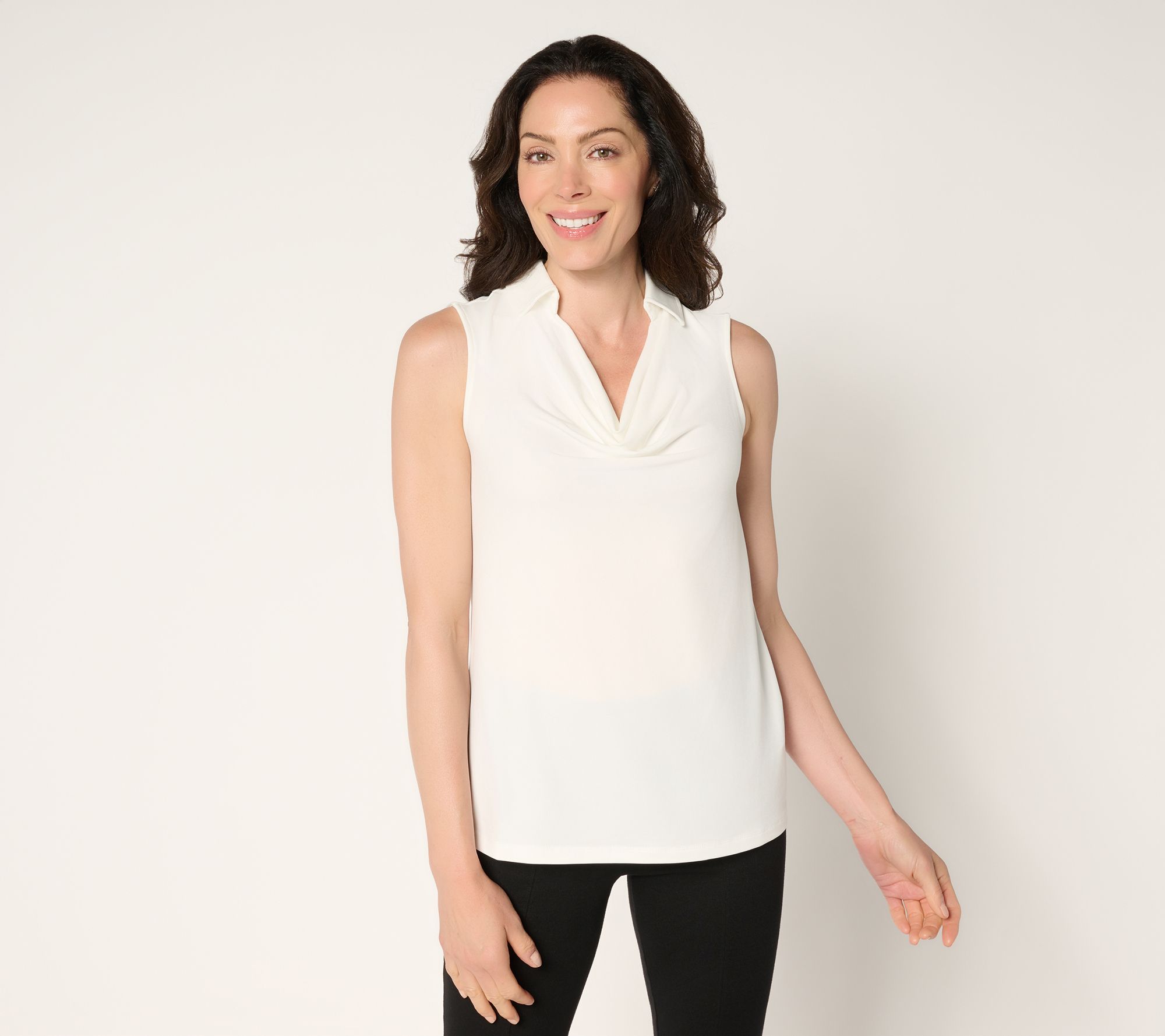 Susan Graver Liquid Knit Sleeveless Cowl-Neck Top