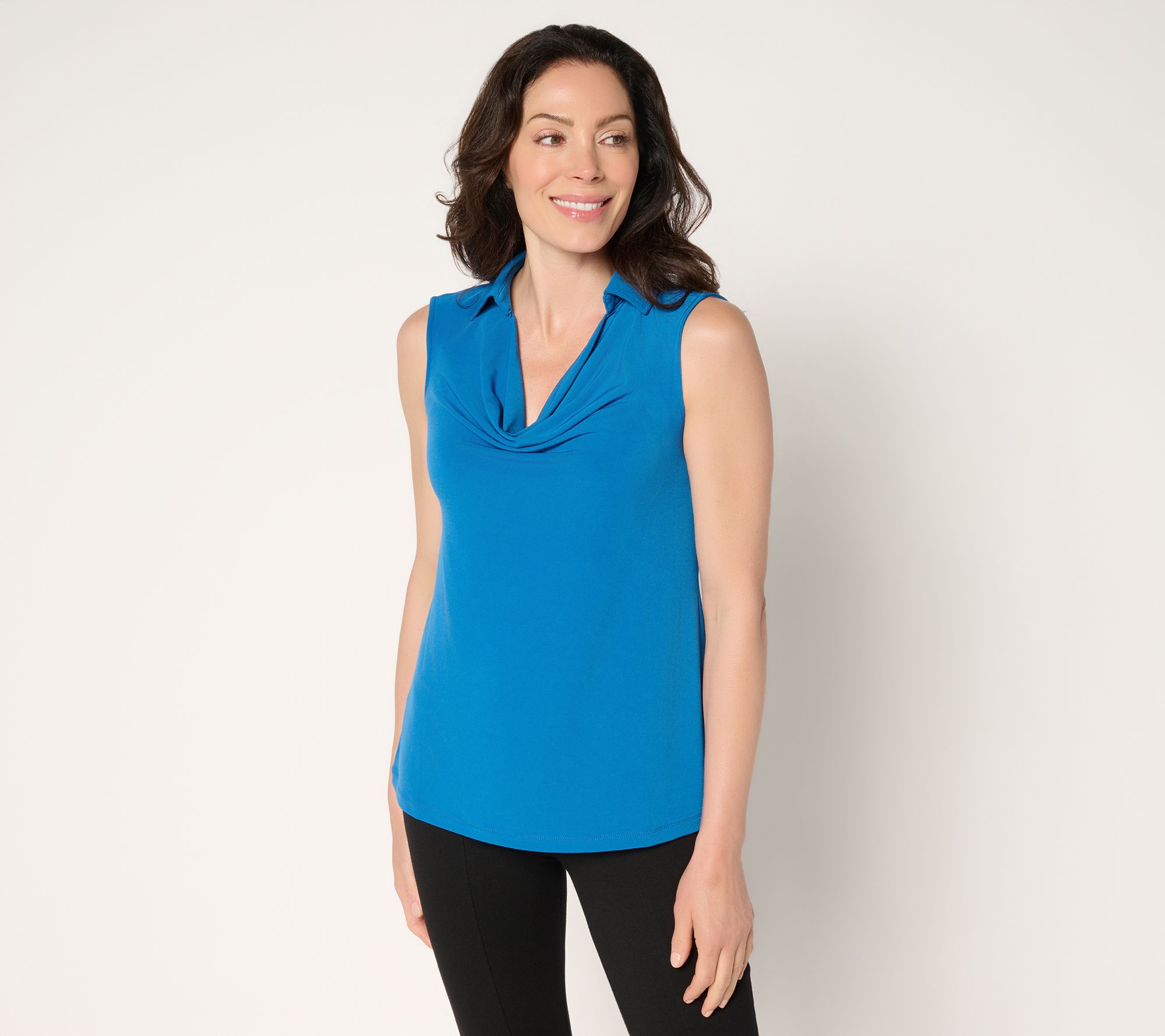 Susan Graver Liquid Knit Sleeveless Cowl-Neck Top