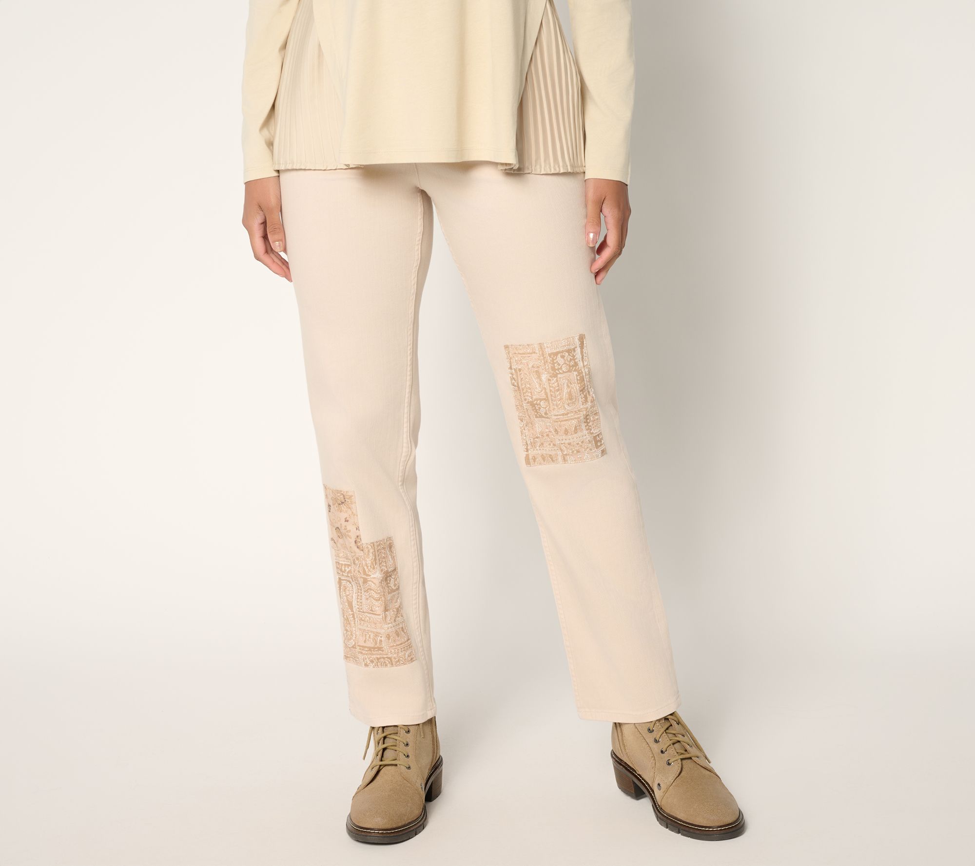 LOGO by Lori Goldstein Petite Patchwork Ankle Jeans