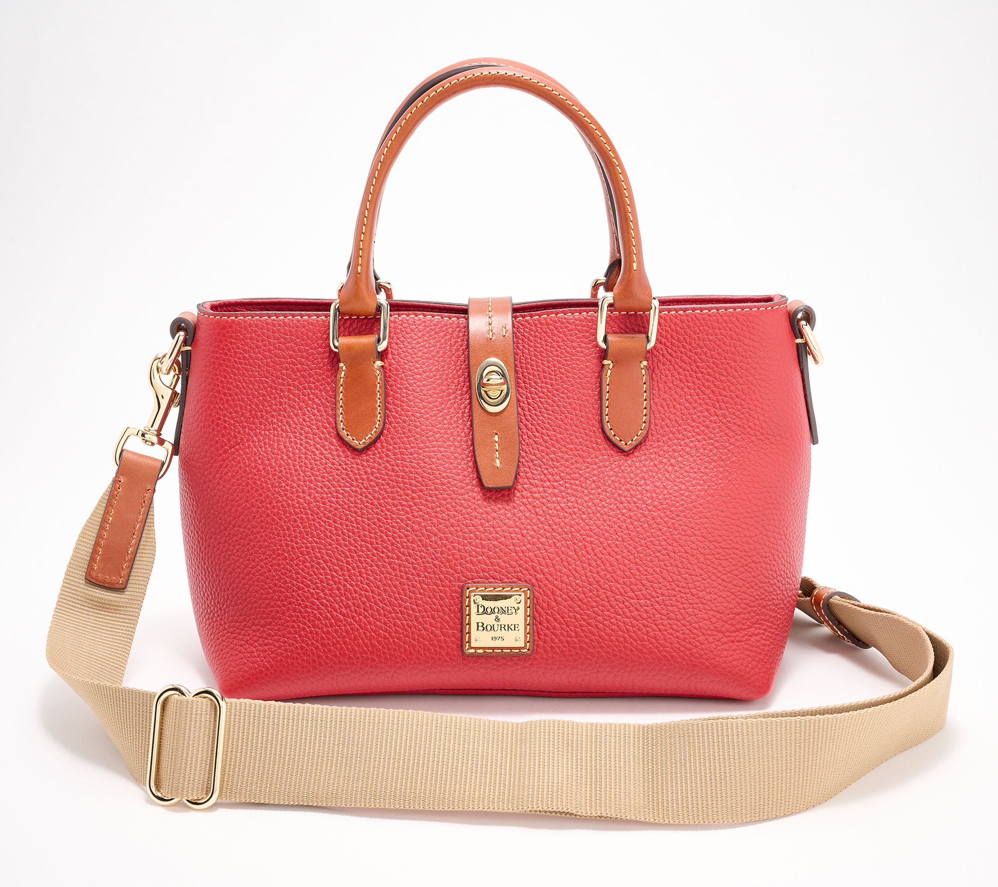 "As Is" Dooney & Bourke Pebble Leather Satchel with Web Strap