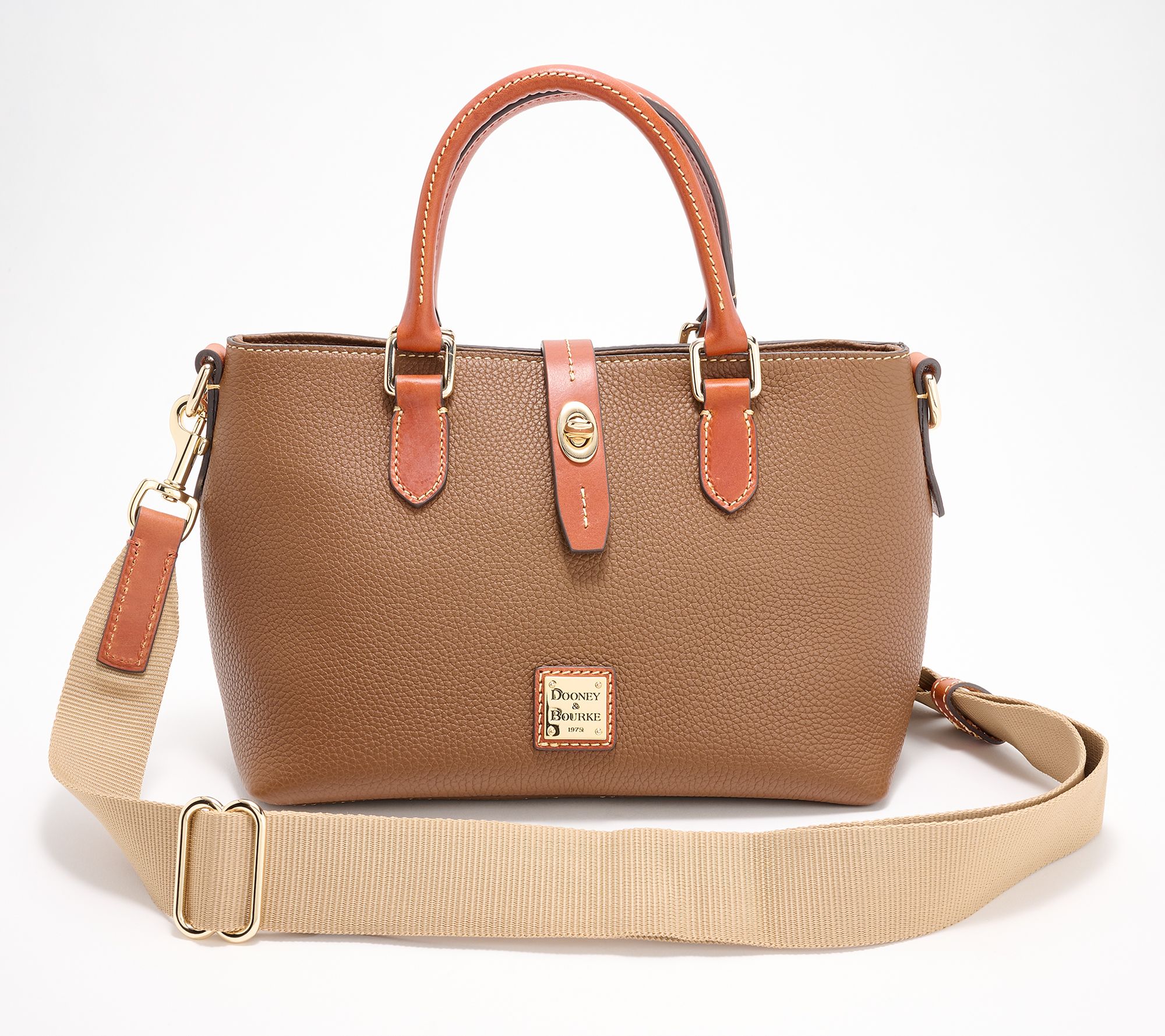 "As Is" Dooney & Bourke Pebble Leather Satchel with Web Strap