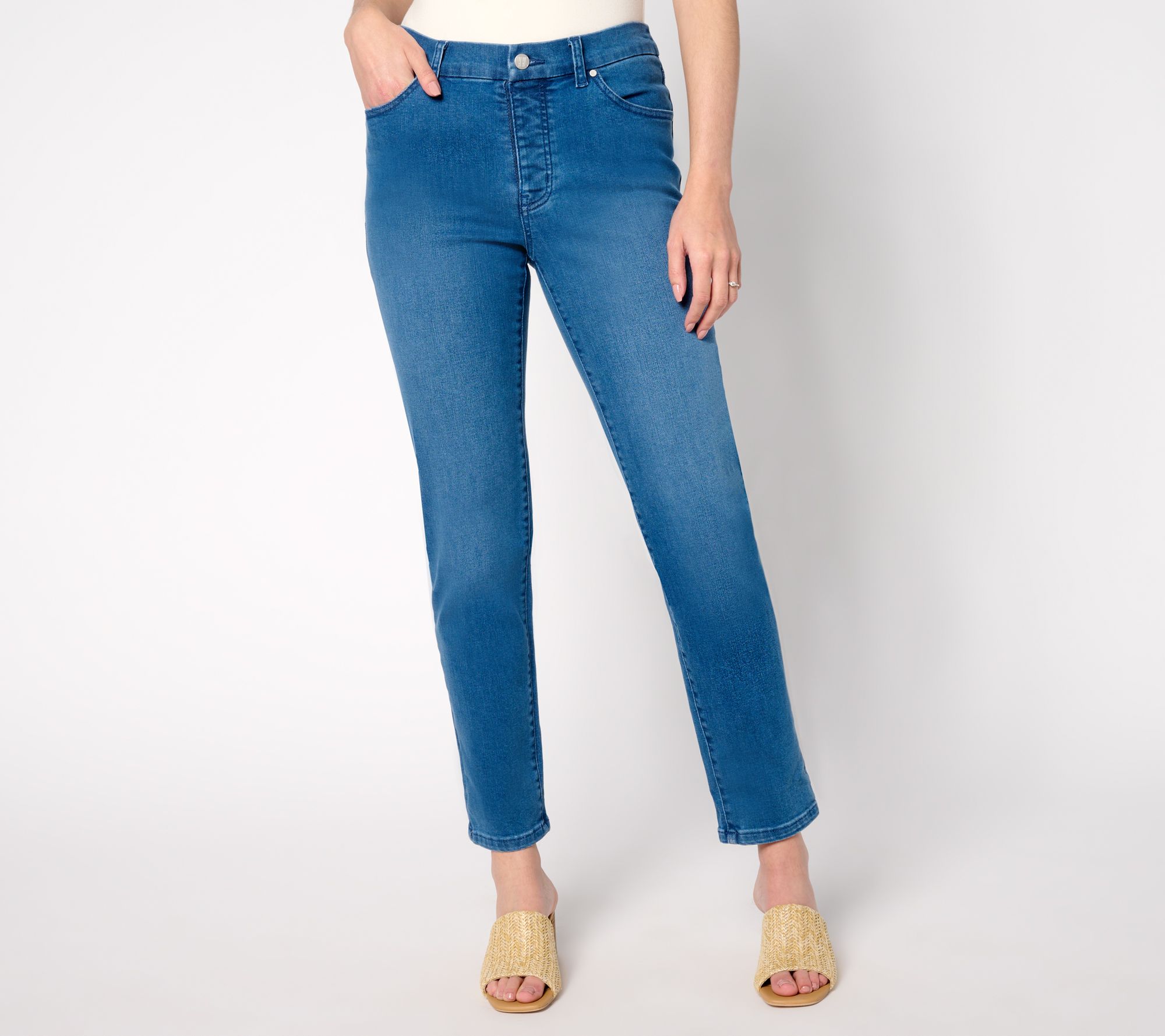 "As Is" Women with Control Contour Curves Regular Indigo Wash Denim Pant